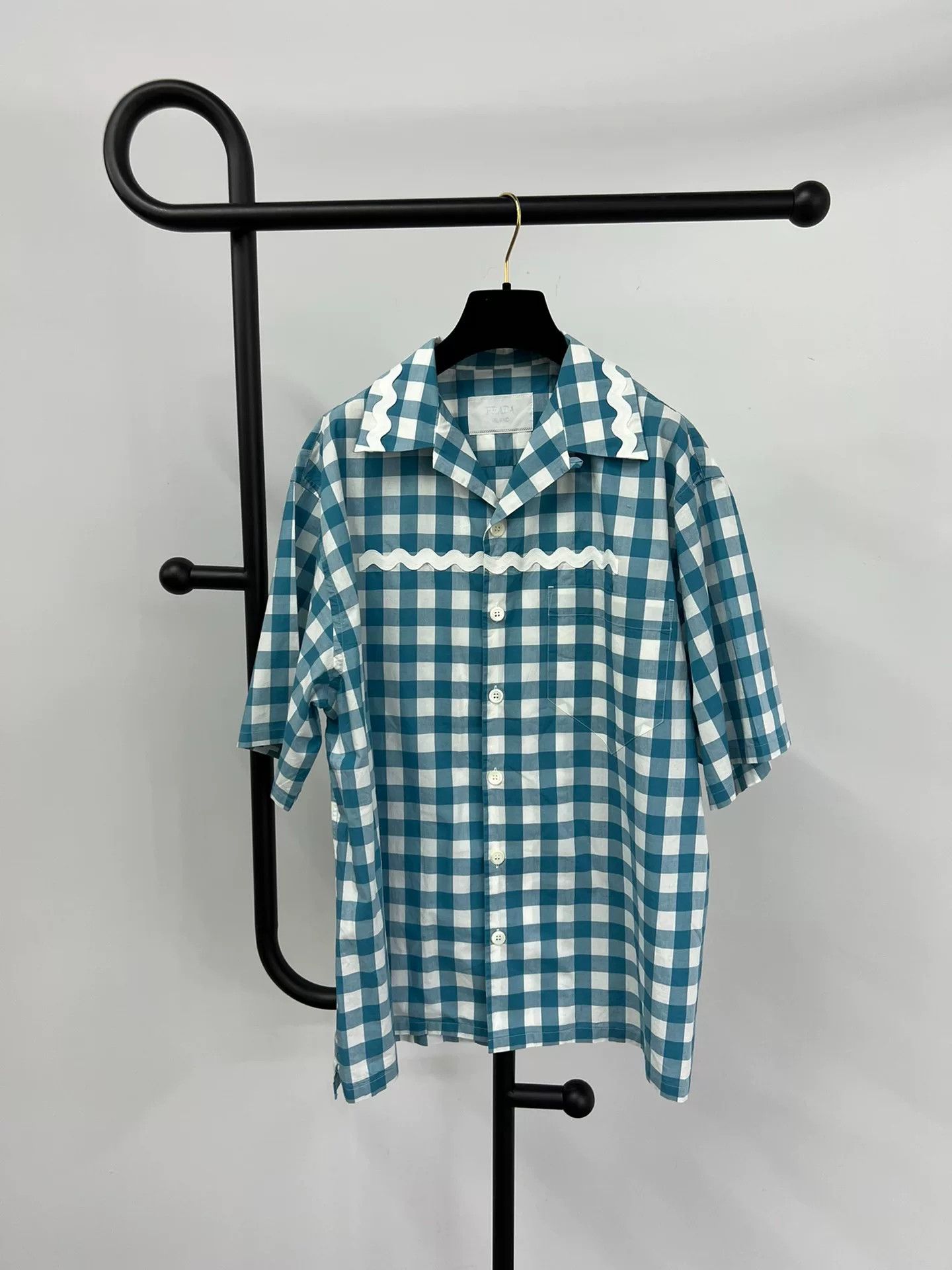 Prada Prada Blue Plaid Short Sleeve Shirt Size US L / EU 52-54 / 3 - 1 Thumbnail