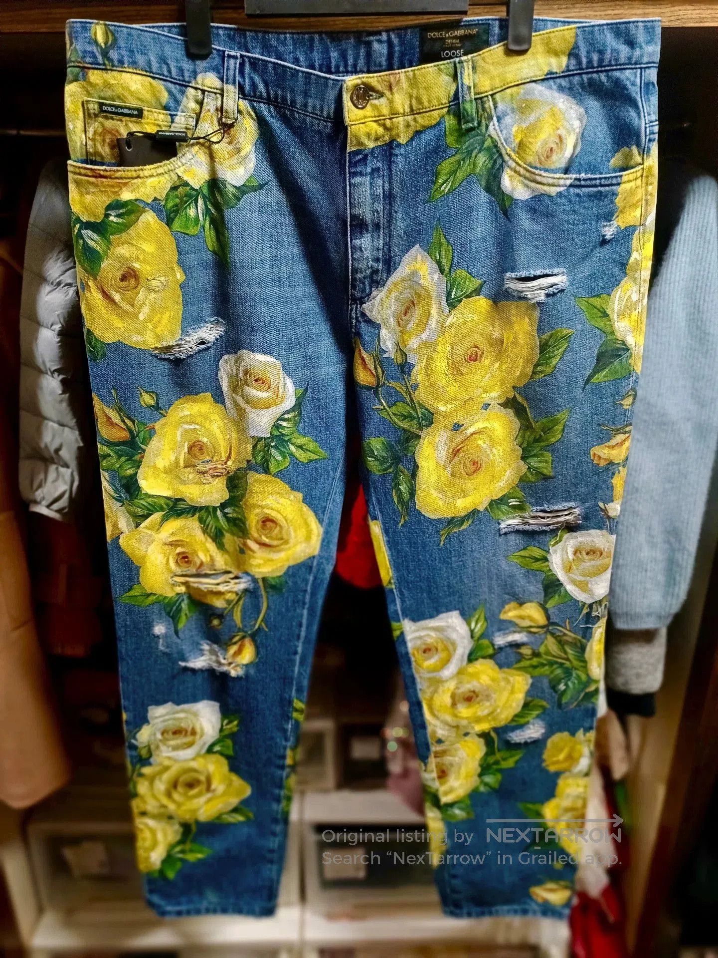 Dolce & Gabbana Dolce & Gabbana Loose Yellow Rose Jeans. Size US 40 / EU 56 - 1 Thumbnail
