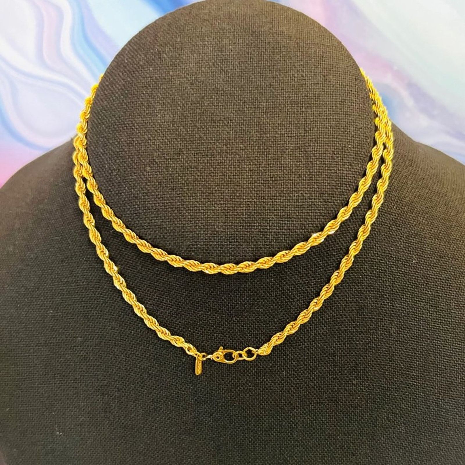 Monet Vintage - Signed - Monet - Gold tone Twist Rope Necklace Size ONE SIZE - 1 Thumbnail