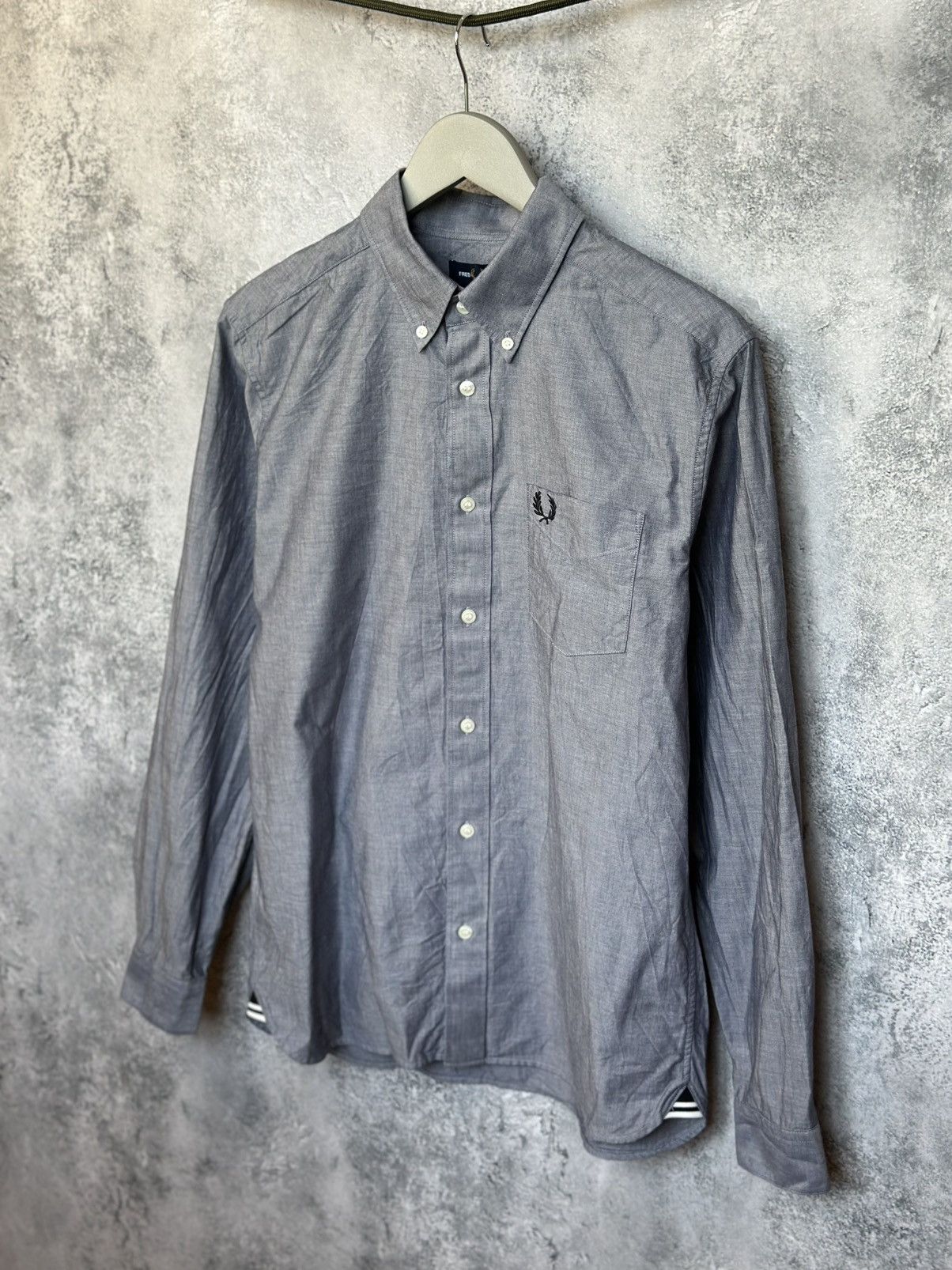 Designer × Fred Perry Fred Perry Shirt Button Up Gray Long Sleeve Oxford Pocket Size US M / EU 48-50 / 2 - 1 Thumbnail