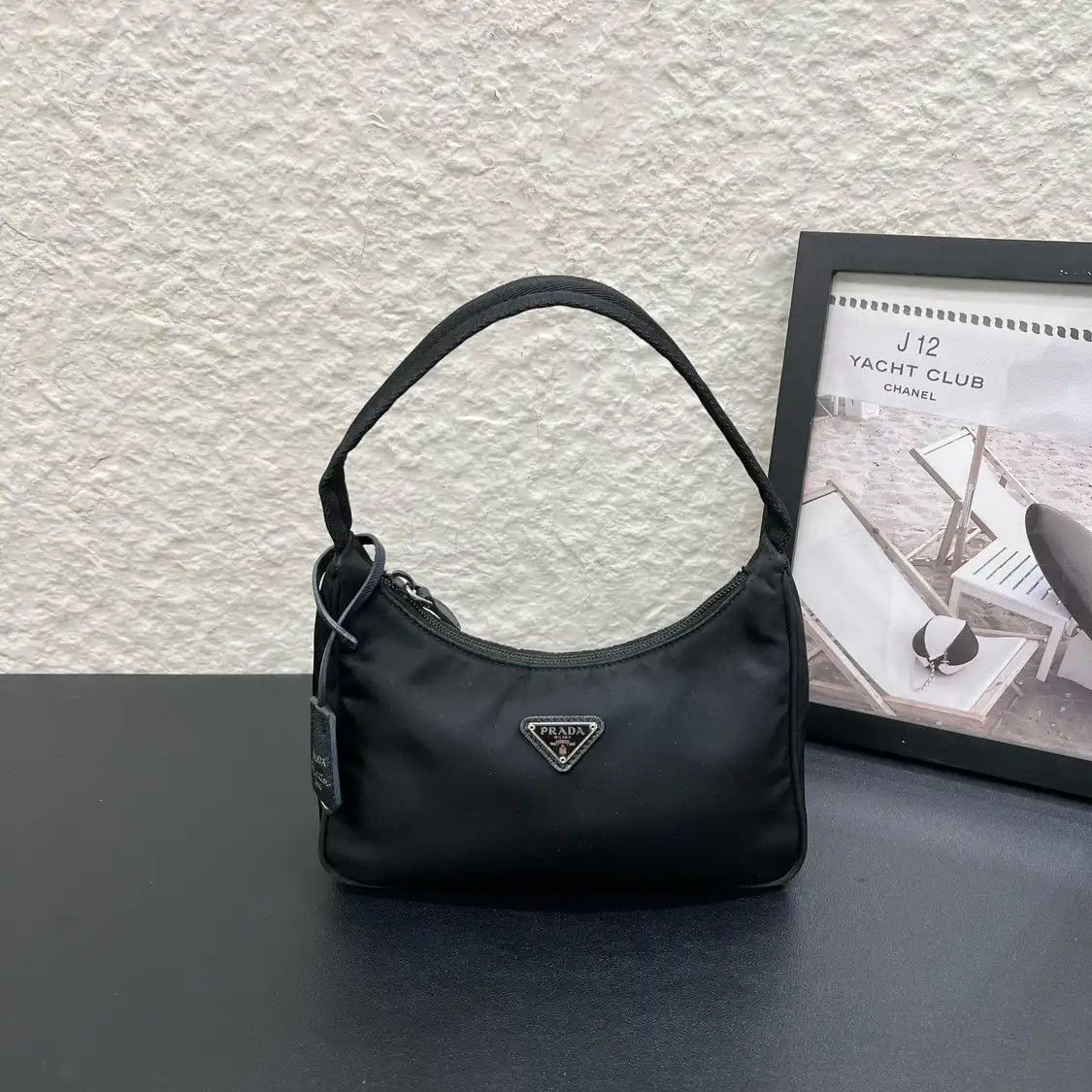 Prada PRADA Re-Edition 2000 mini black nylon logo clutch Size ONE SIZE - 1 Thumbnail