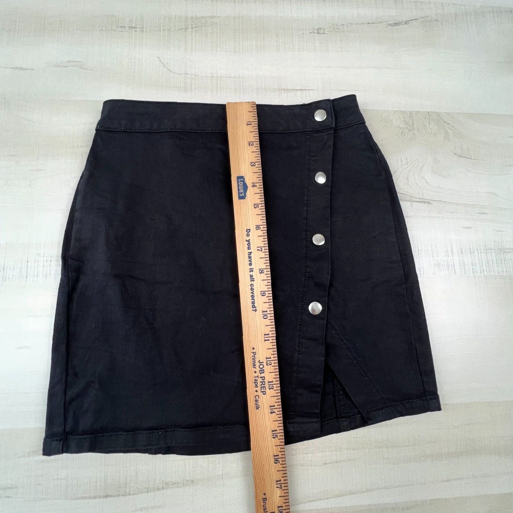 Pacsun VINTAGE PacSun Womens Mini Skirt 24 Black Denim Snap Button Up Short Casual Stretch Size 42" / US 20 - 7 Thumbnail
