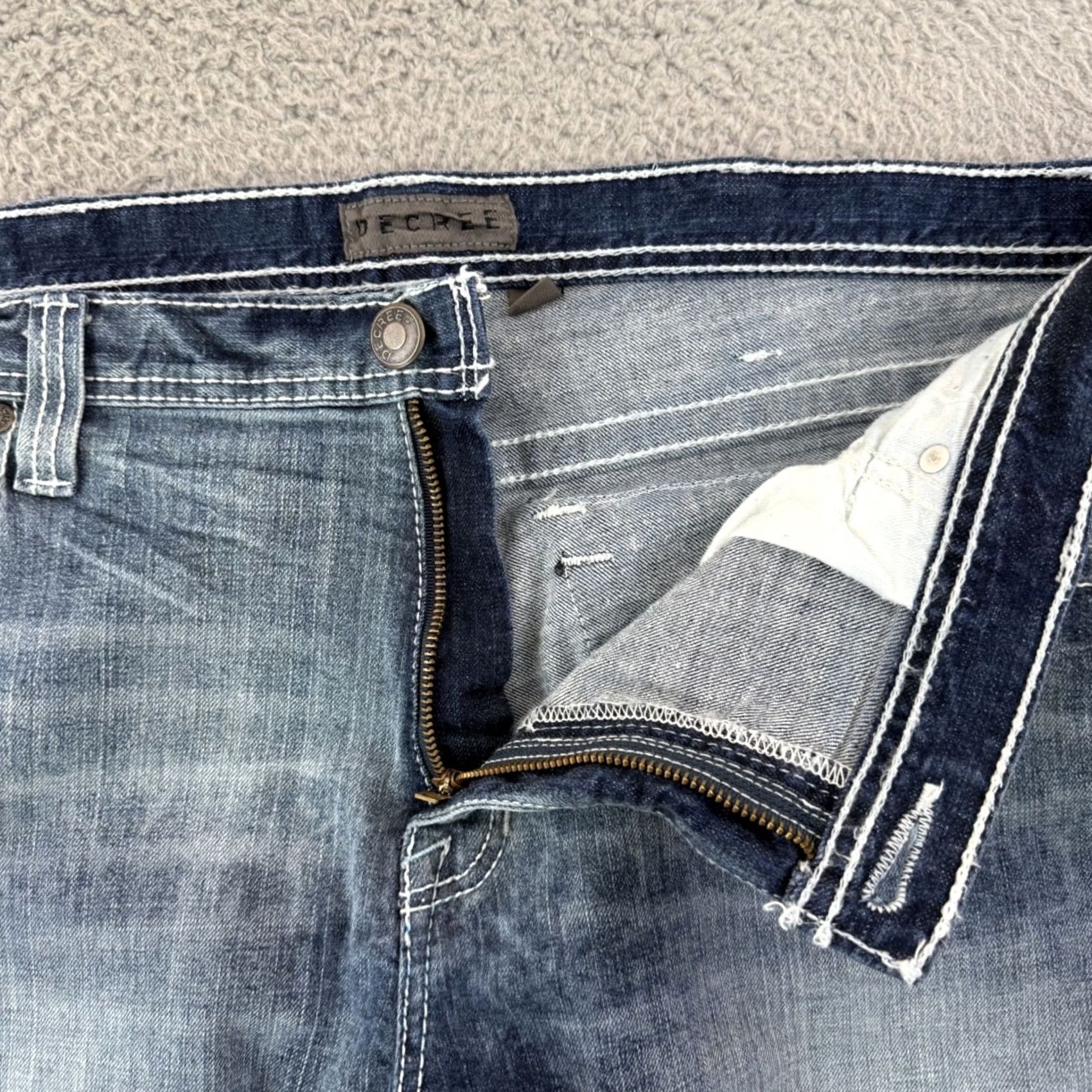 Decree Decree Jeans Mens 38x30 Blue Washed Denim Bootcut Loose Cowboy Western Outdoor Denim Jeans Bootcut Mens 38x30 Blue Cowboy Size US 38 / EU 54 - 4 Thumbnail