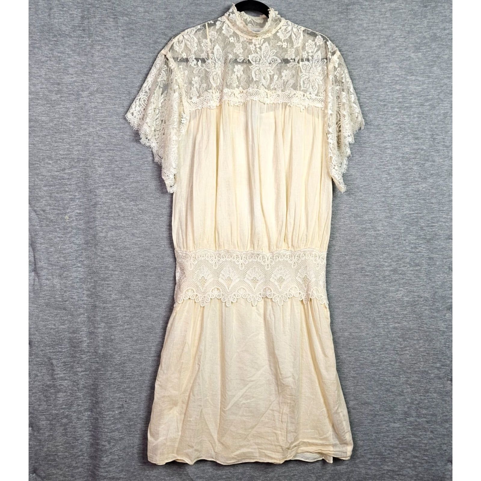 Jessica McClintock VINTAGE Jessica McClintock Ivory Lace Dress Set 8 A-Line Midi Long Sleeve Women Shirt? Size M / US 6-8 / IT 42-44 - 6 Thumbnail