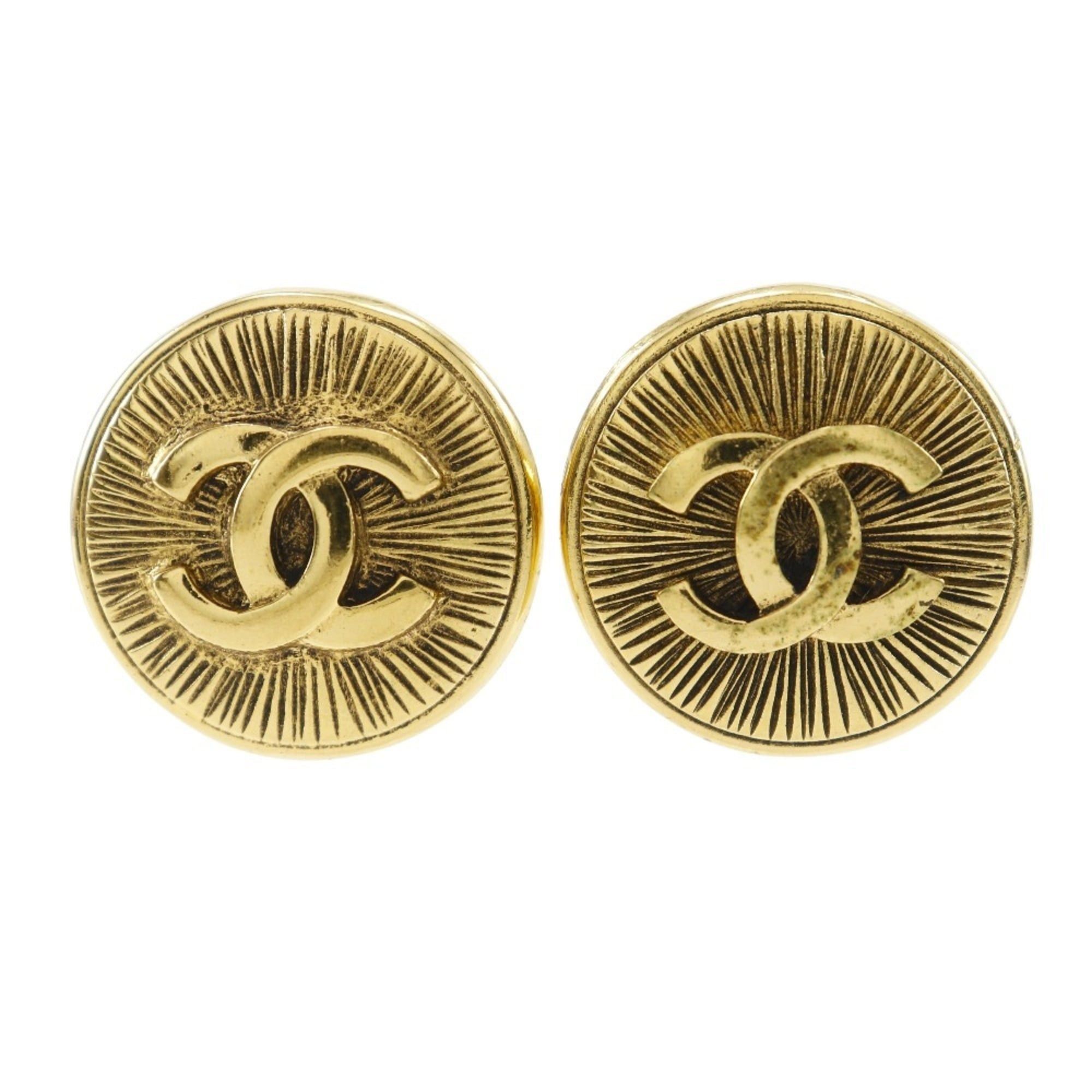 Chanel CHANEL COCO Mark Earrings Vintage Round Gold Plated Approx. 21.2g Women's Size ONE SIZE - 1 Thumbnail