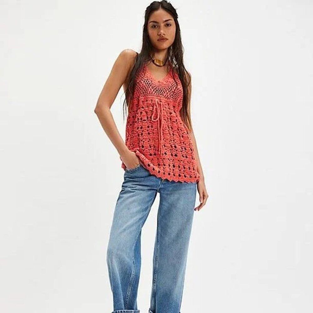 Free People NWT New $128 Free People Bayside Crochet Radiant Watermelon Size L / US 10 / IT 46 - 2 Thumbnail