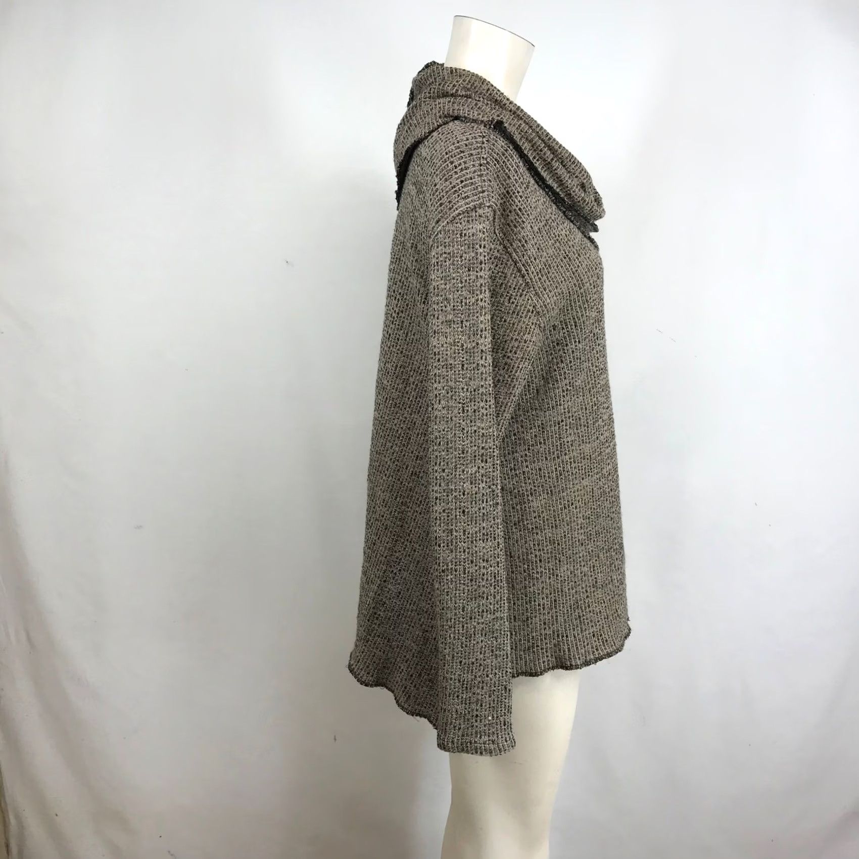 Vintage Bodil Cowl Neck Asymmetrical Marled Knit Brown Sweater S Lagenlook Boho Travel Workwear Casual Size S / US 4 / IT 40 - 4 Thumbnail