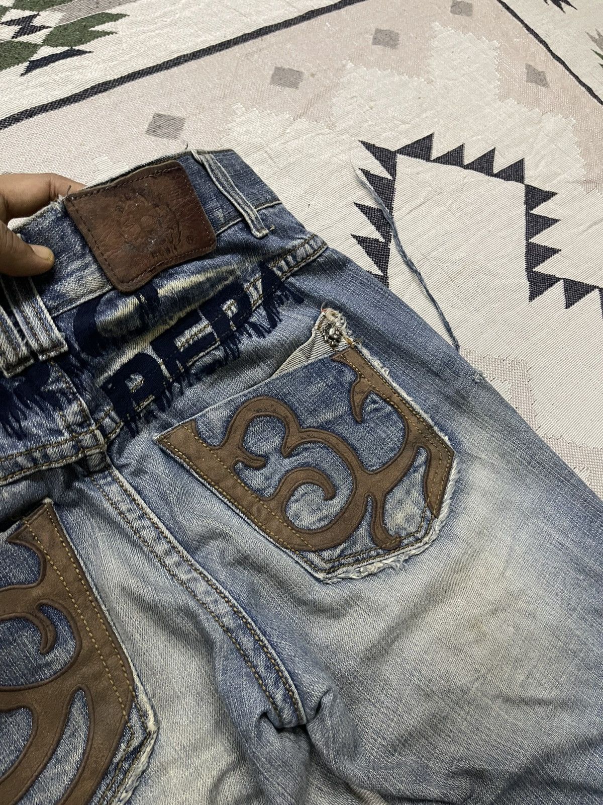 If Six Was Nine 2000s RIOBERA JEANS WASHABLE DISTRESSED JEANS RARE DESIGN Size US 30 / EU 46 - 22 Thumbnail