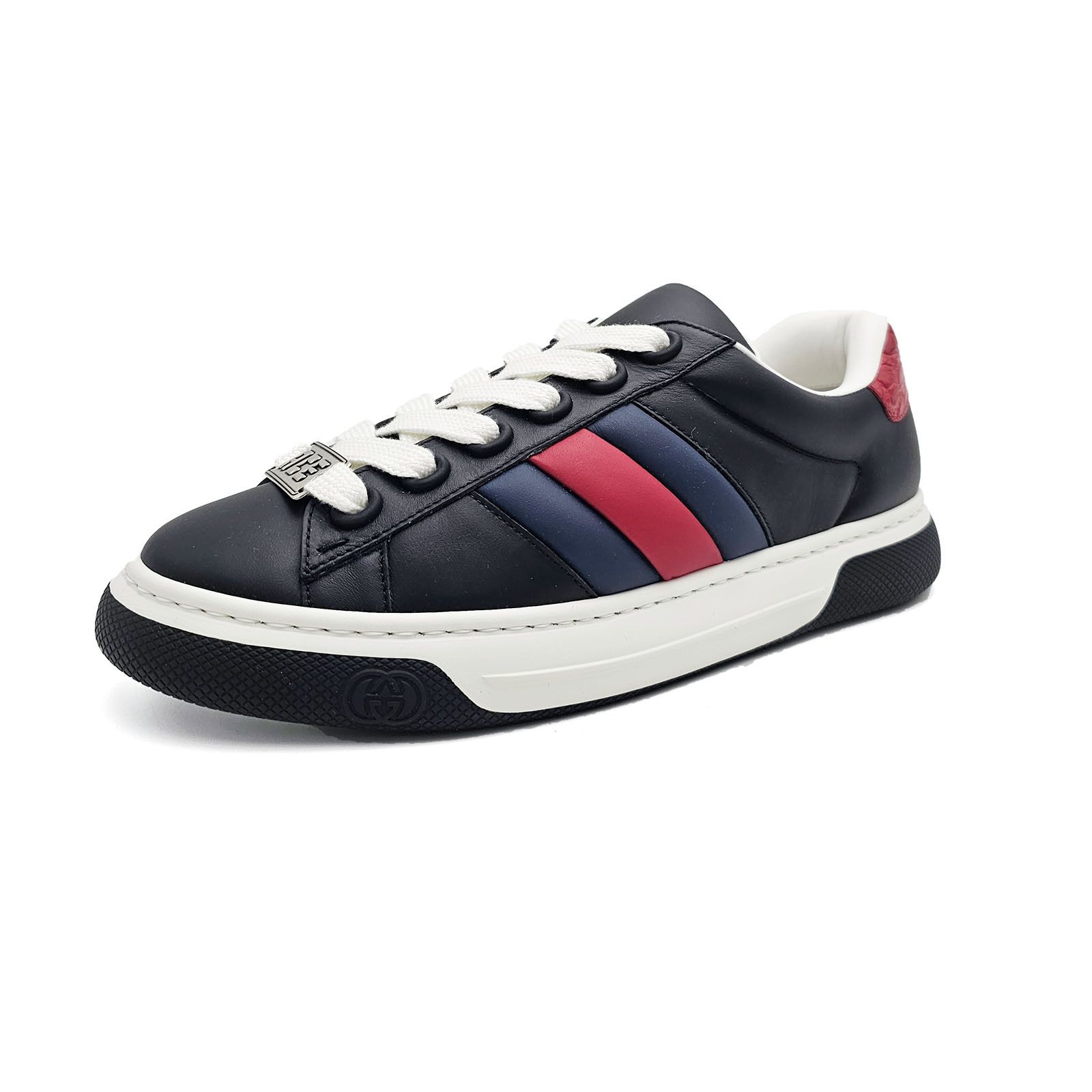 Gucci Gucci Ace Mens Sneakers Blue Red Web Black Leather 10.5 New Size US 10.5 / EU 43-44 - 5 Thumbnail
