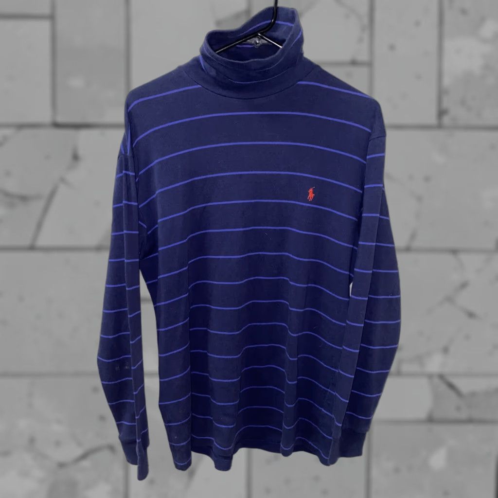 Polo Ralph Lauren Polo Ralph Lauren Mens Blue Striped Moc Neck Shirt M Long Sleeve Casual Cotton Size US M / EU 48-50 / 2 - 1 Thumbnail