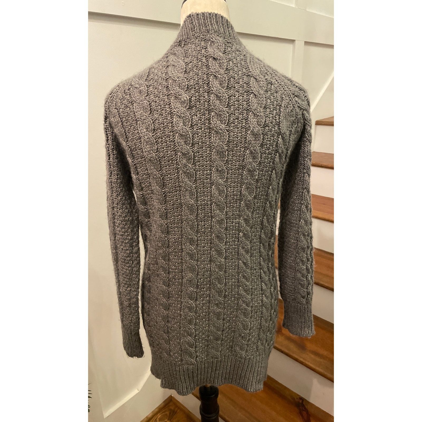 Zara Zara Knit Chunky Cable Knit Wool Blend Gray Cardigan, S Size S / US 4 / IT 40 - 2 Thumbnail