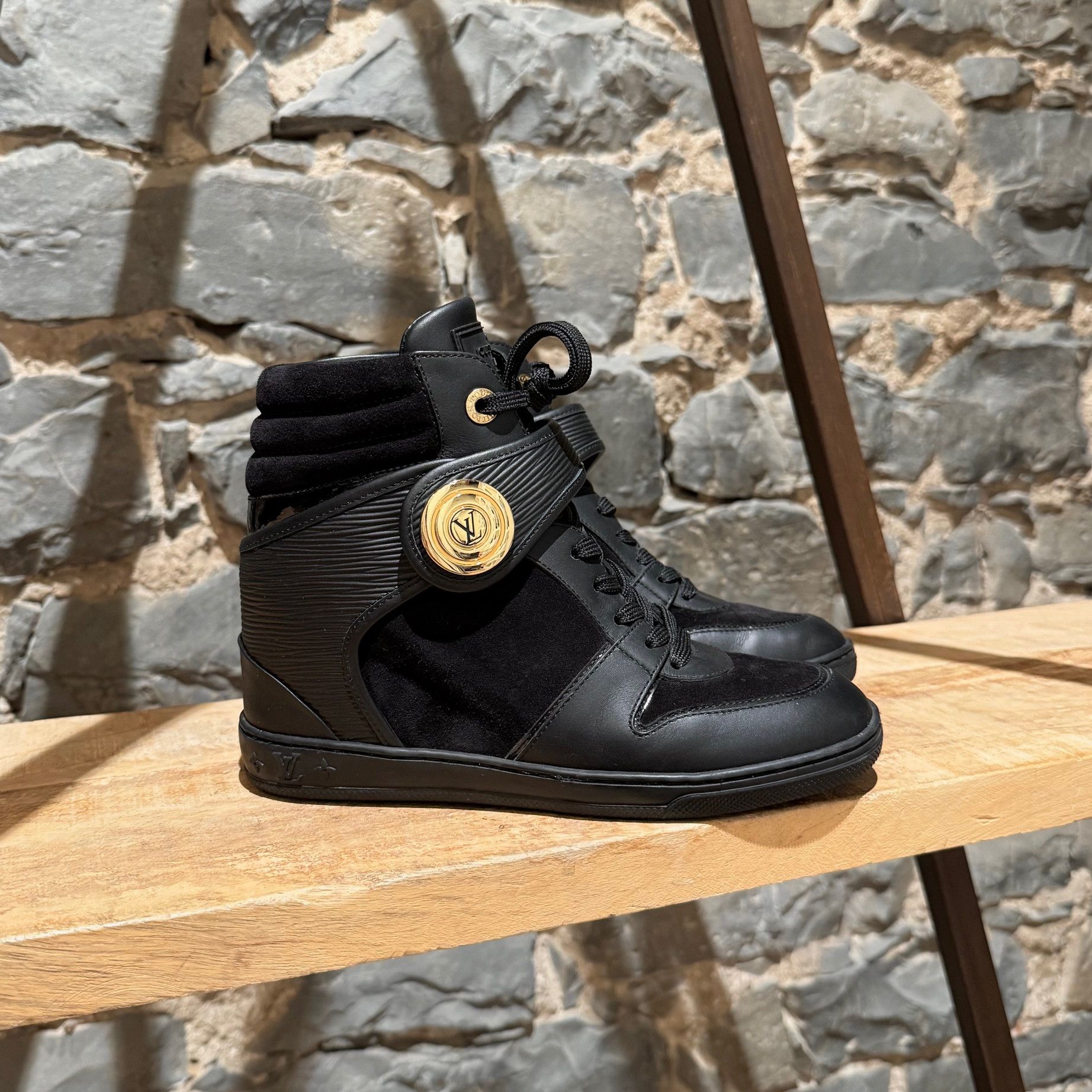 Louis Vuitton Louis Vuitton Black Epi Suede Wedges Sneakers Size US 7 / IT 37 - 1 Thumbnail