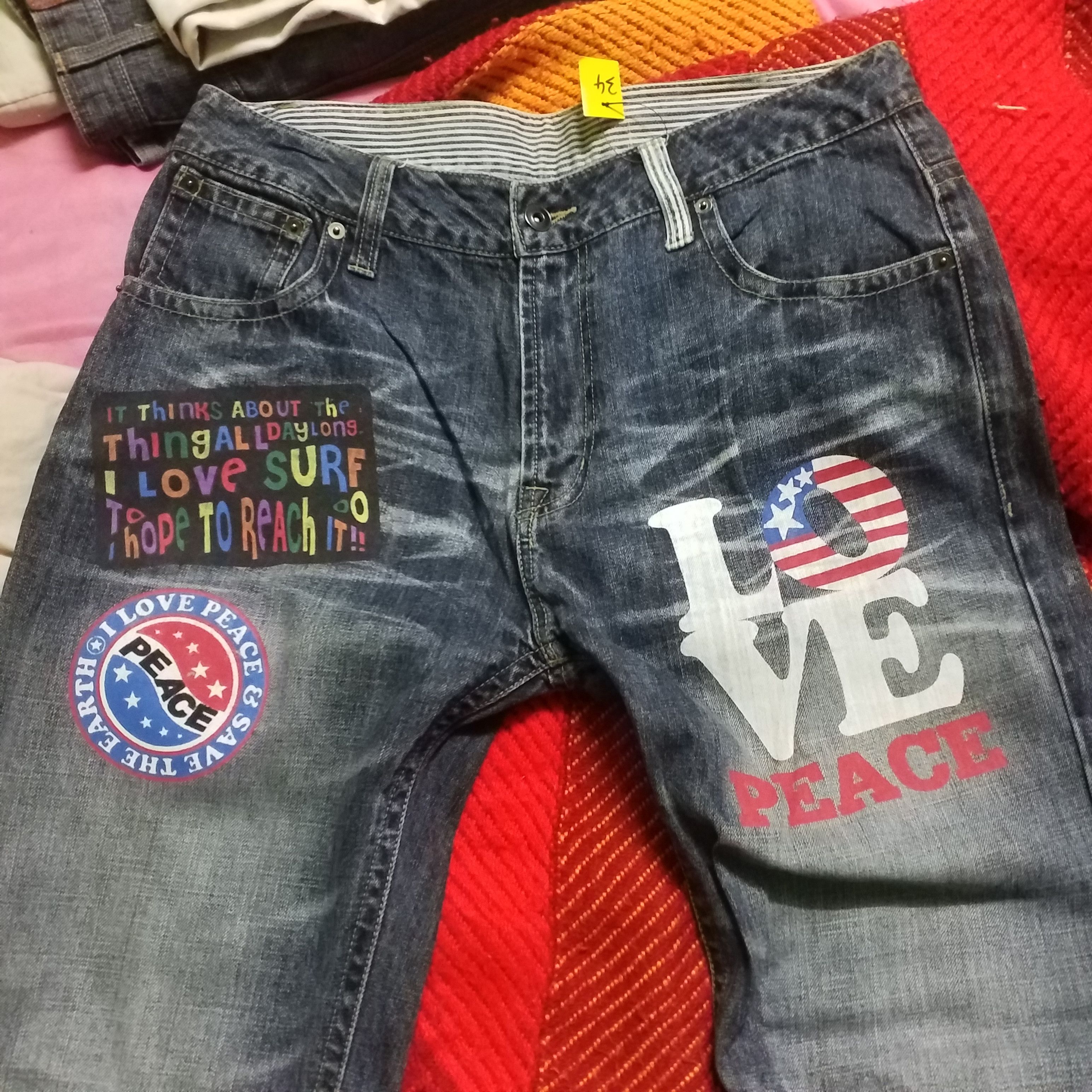 Japanese Brand OVER PRINT JEANS LIKE NEW Size US 34 / EU 50 - 4 Thumbnail