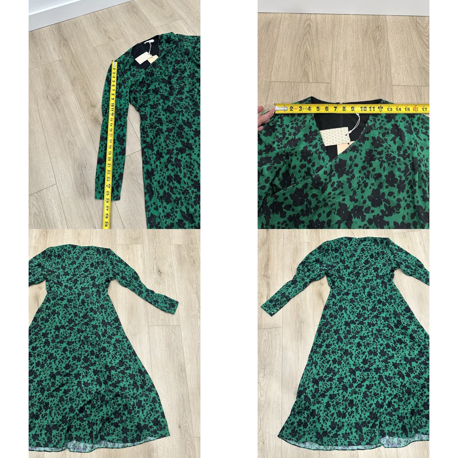 Vintage Pearl By Lela Rose Womens Emerald Floral Jacquard Asymmetrical MIDI Dress 12 Size XL / US 12-14 / IT 48-50 - 10 Thumbnail