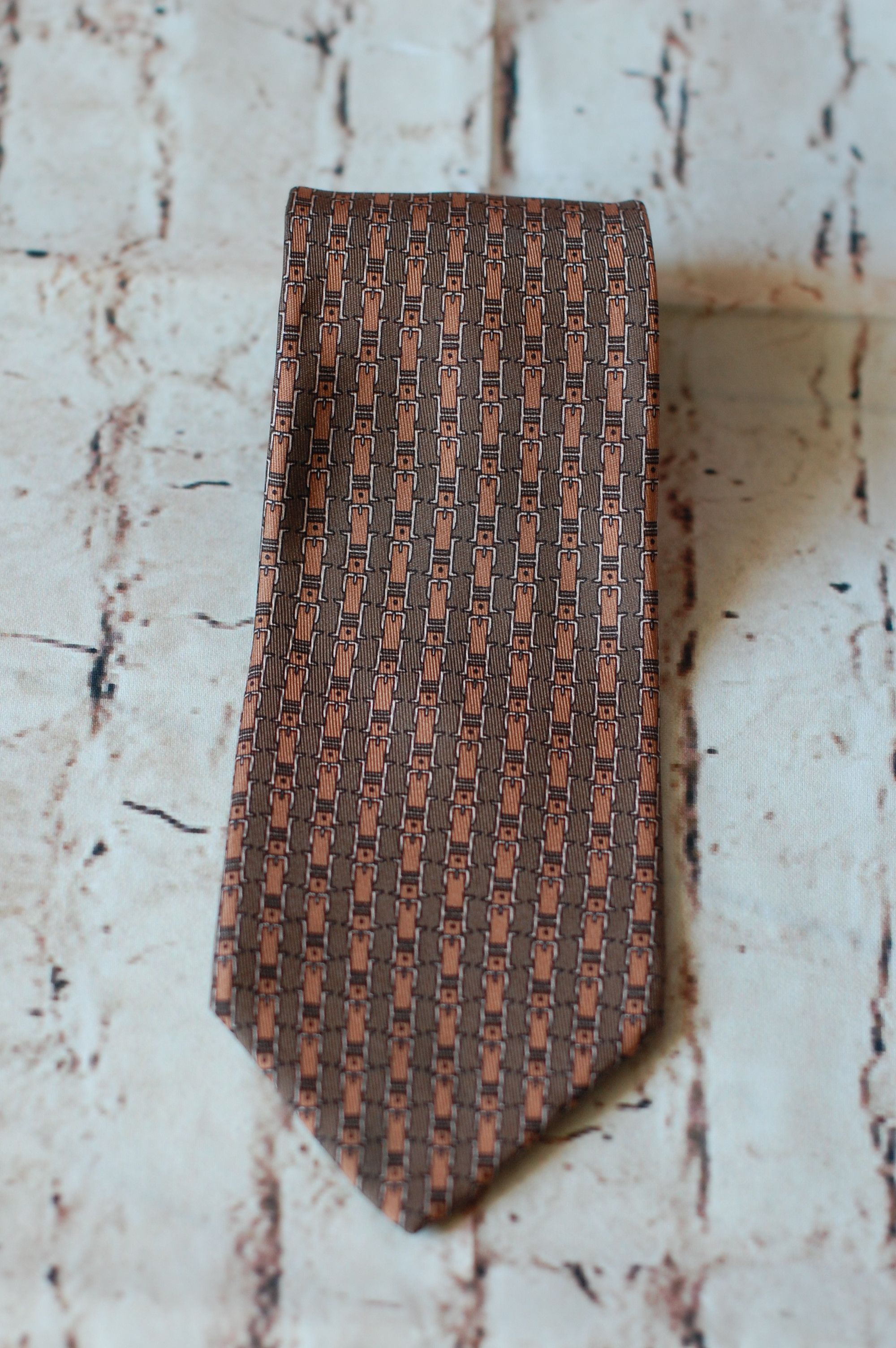 Hermes Vintage HERMES Silk NECKTIE 722 FA Equestrian Belt Letter H Size ONE SIZE - 1 Thumbnail