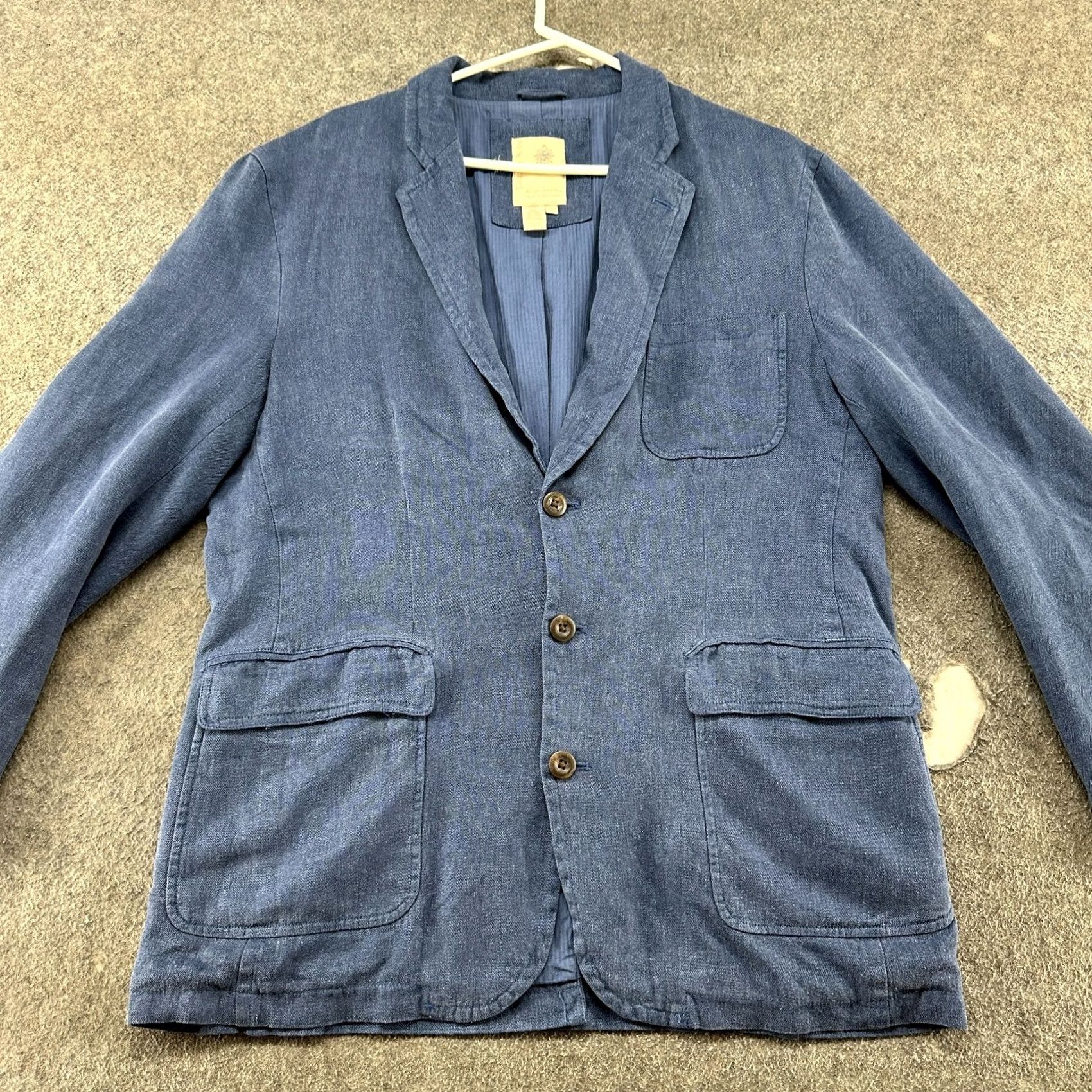 The Territory Ahead Territory Ahead Blazer Mens 42R Blue Jacket Solid Casual business Mens 90s Coat Blazer Single-Breasted Notch Lapel Shirt? Size 42R - 3 Thumbnail