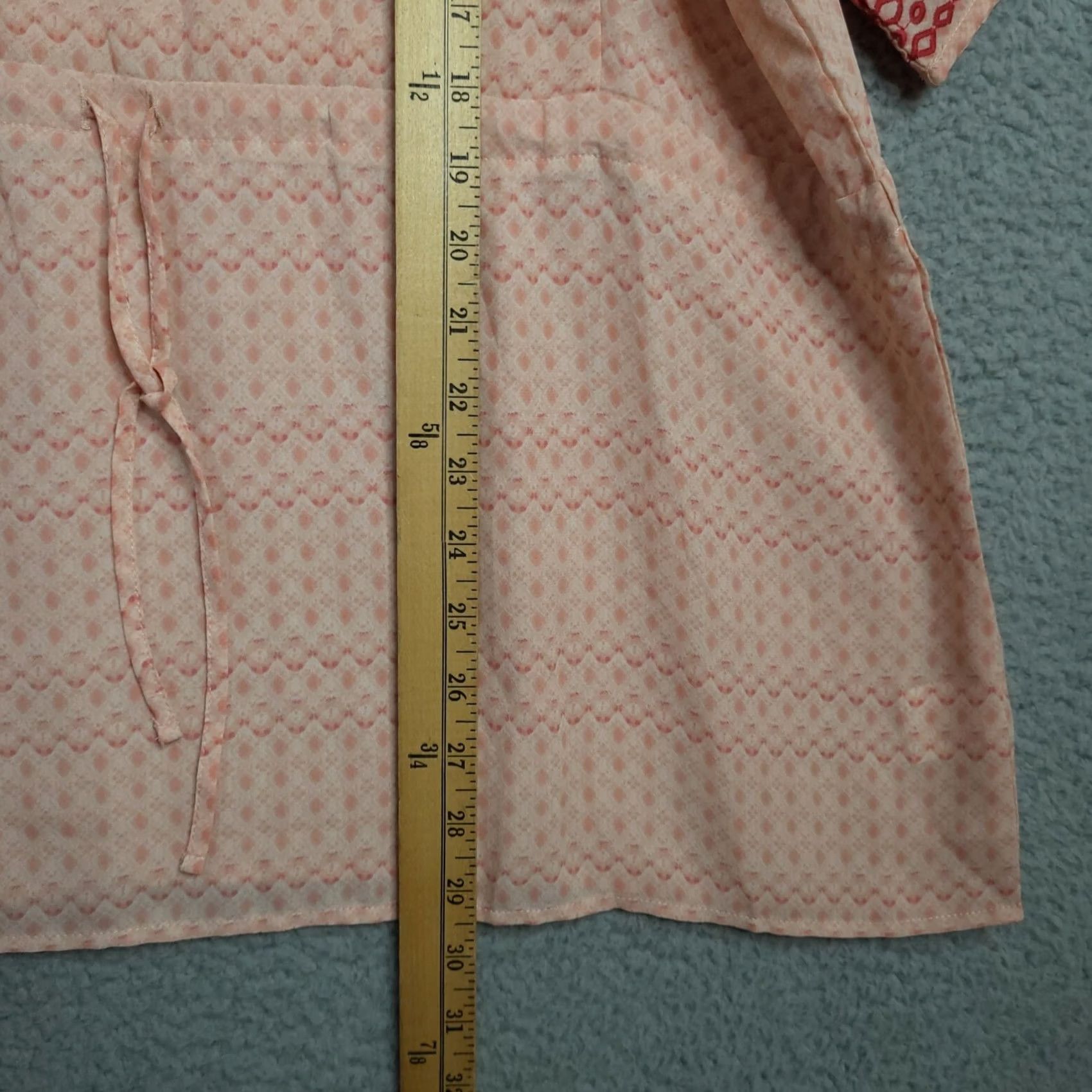 Anthropologie Anthropologie Blouse Shirt Women's Embroidered Peach tie waist Sz M Multicolor Short Sleeve Round Neck Casual All Seasons Regular Fit Size M / US 6-8 / IT 42-44 - 3 Thumbnail