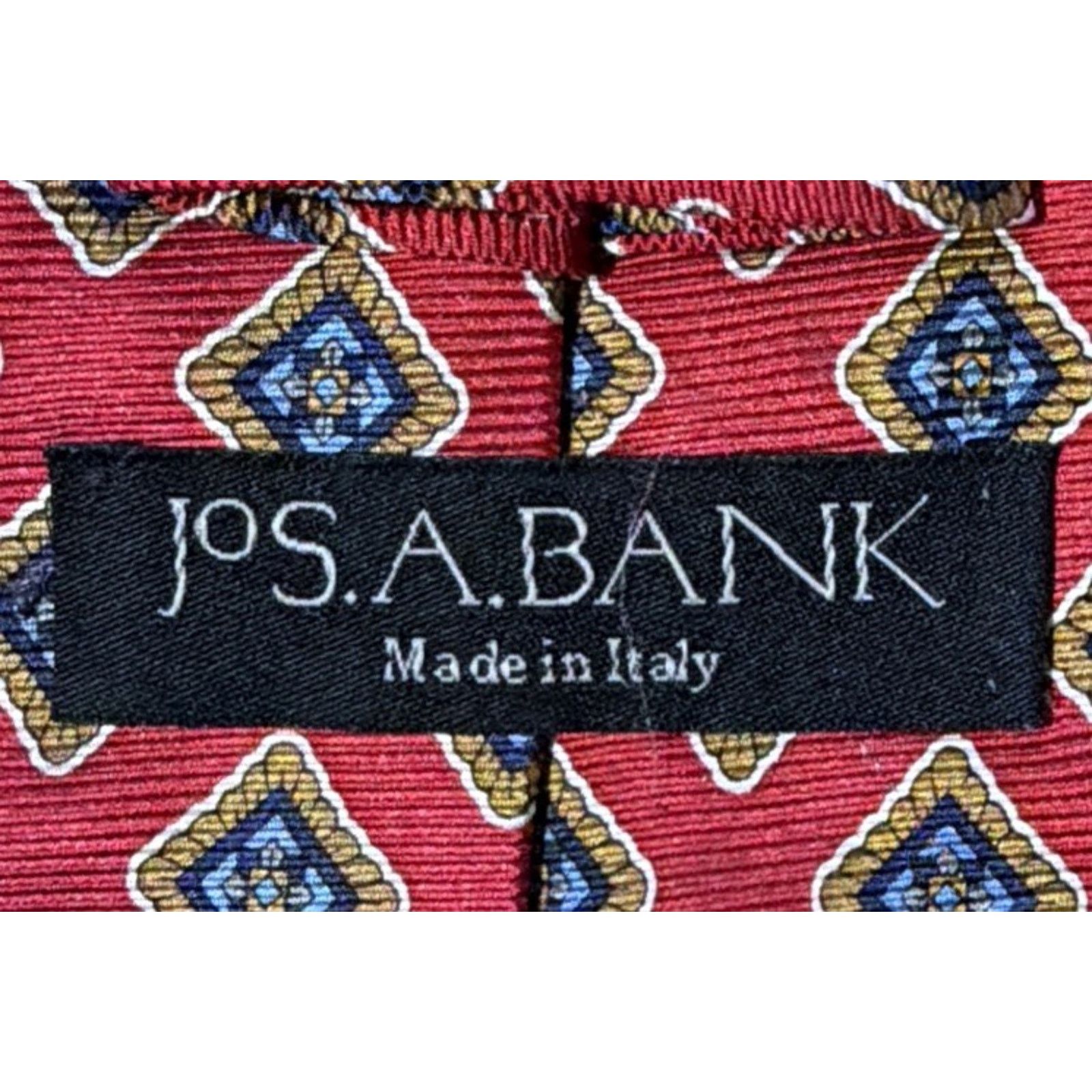 Jos. A. Bank Jos. A Bank RedBlue Gold Geometric Necktie Made in Italy Size ONE SIZE - 5 Thumbnail