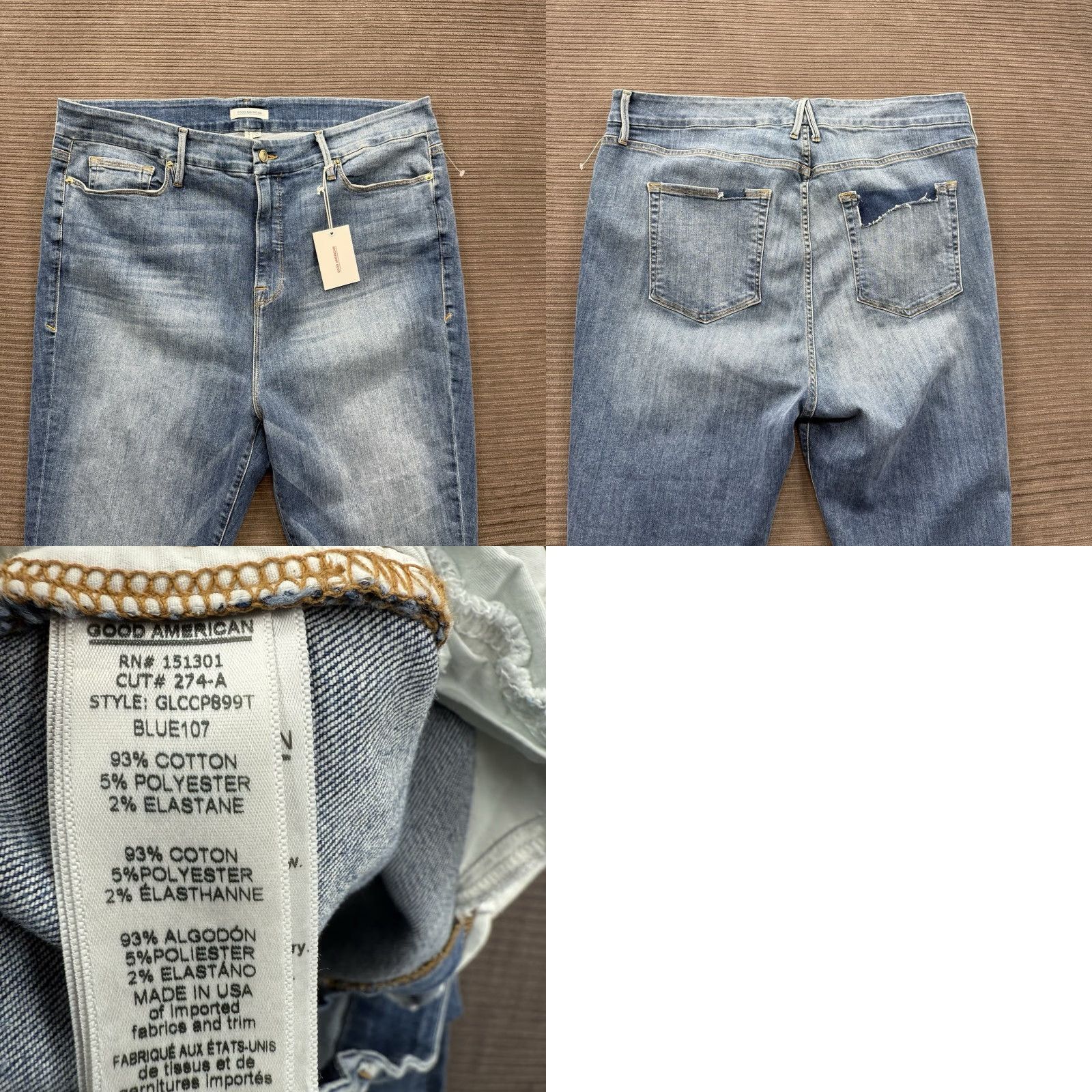 Good American Good American Jeans Women 24 Blue Cotton Denim High Rise Slim 28 In Inseam Jeans City College Womens Size 42" / US 20 - 8 Thumbnail