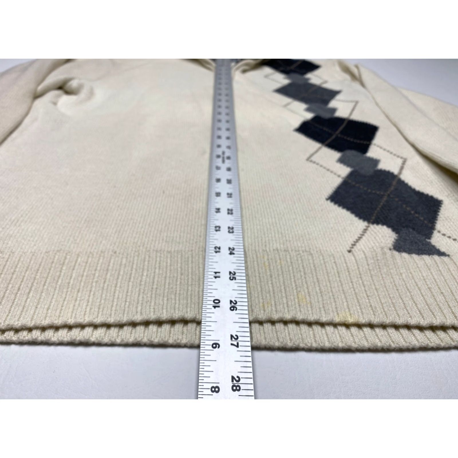 Oscar De La Renta Oscar De La Renta Mens Cream Beige 1/4 Zip Knit Sweater M Medium Diamond Pattern Shirt Size US M / EU 48-50 / 2 - 7 Thumbnail