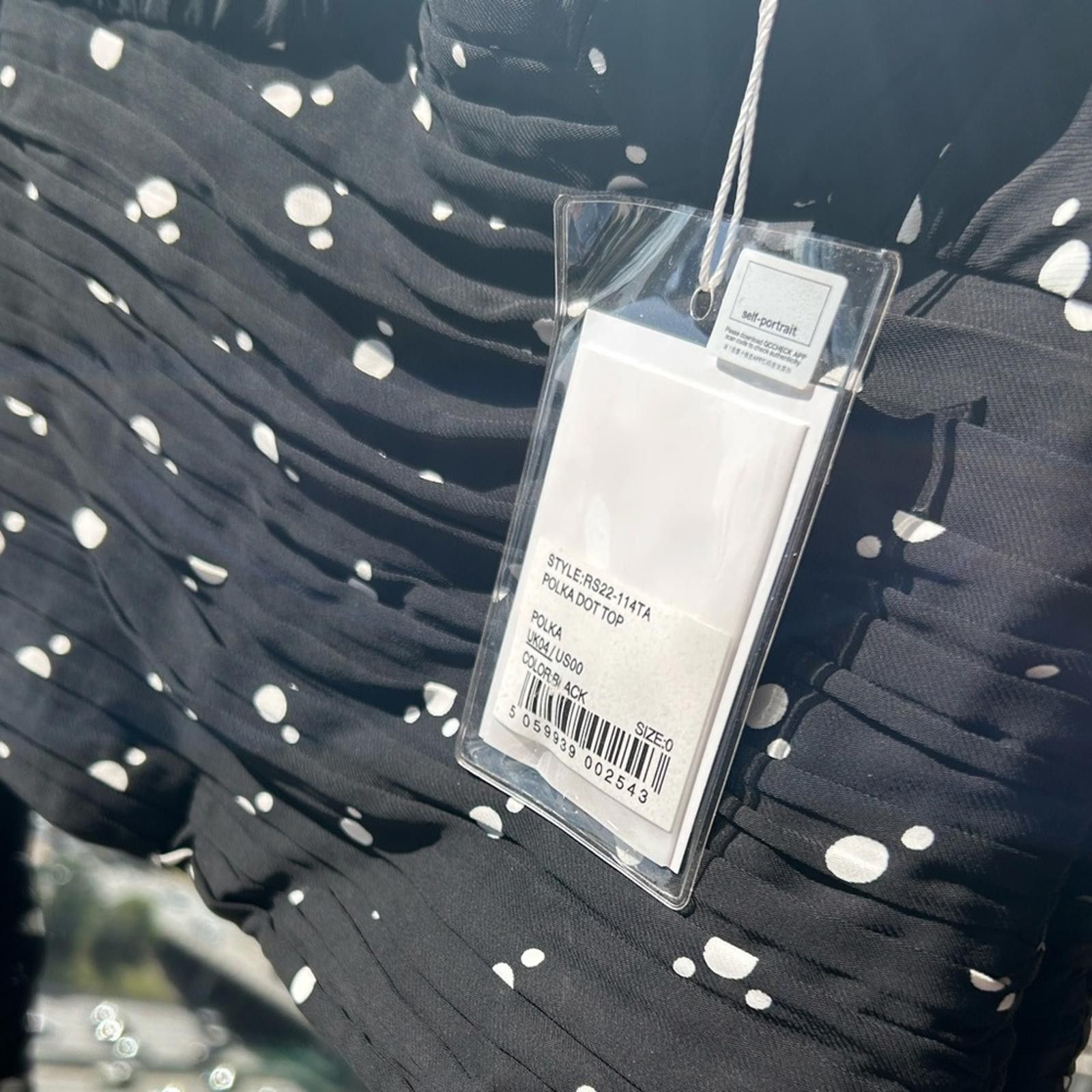 Designer Self-Portrait Black Blouse with White Dots Size XS / US 0-2 / IT 36-38 - 6 Thumbnail