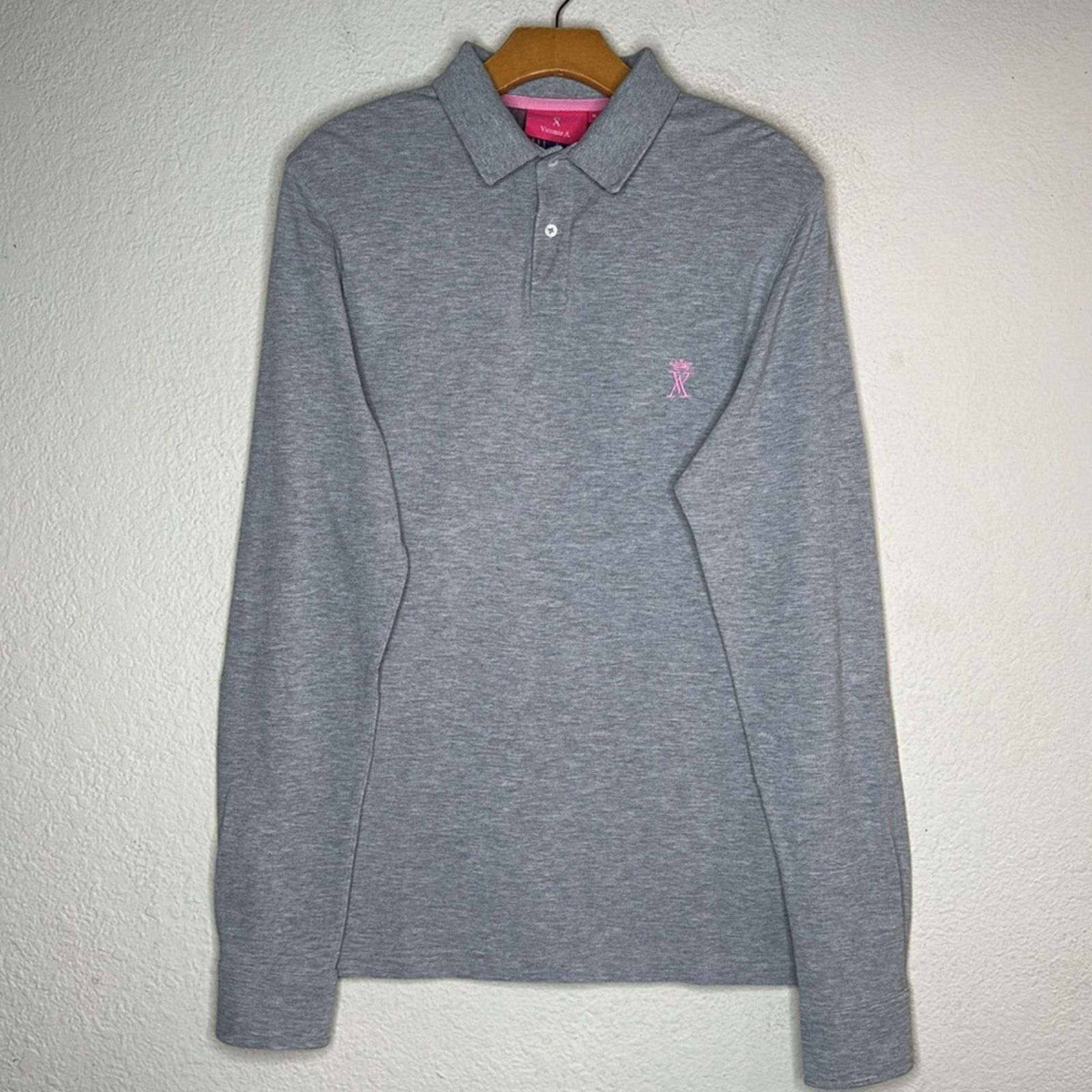 Other VICOMTE A. Grey Pink Plaid Contrast Long Sleeve Polo MED Size US M / EU 48-50 / 2 - 2 Thumbnail