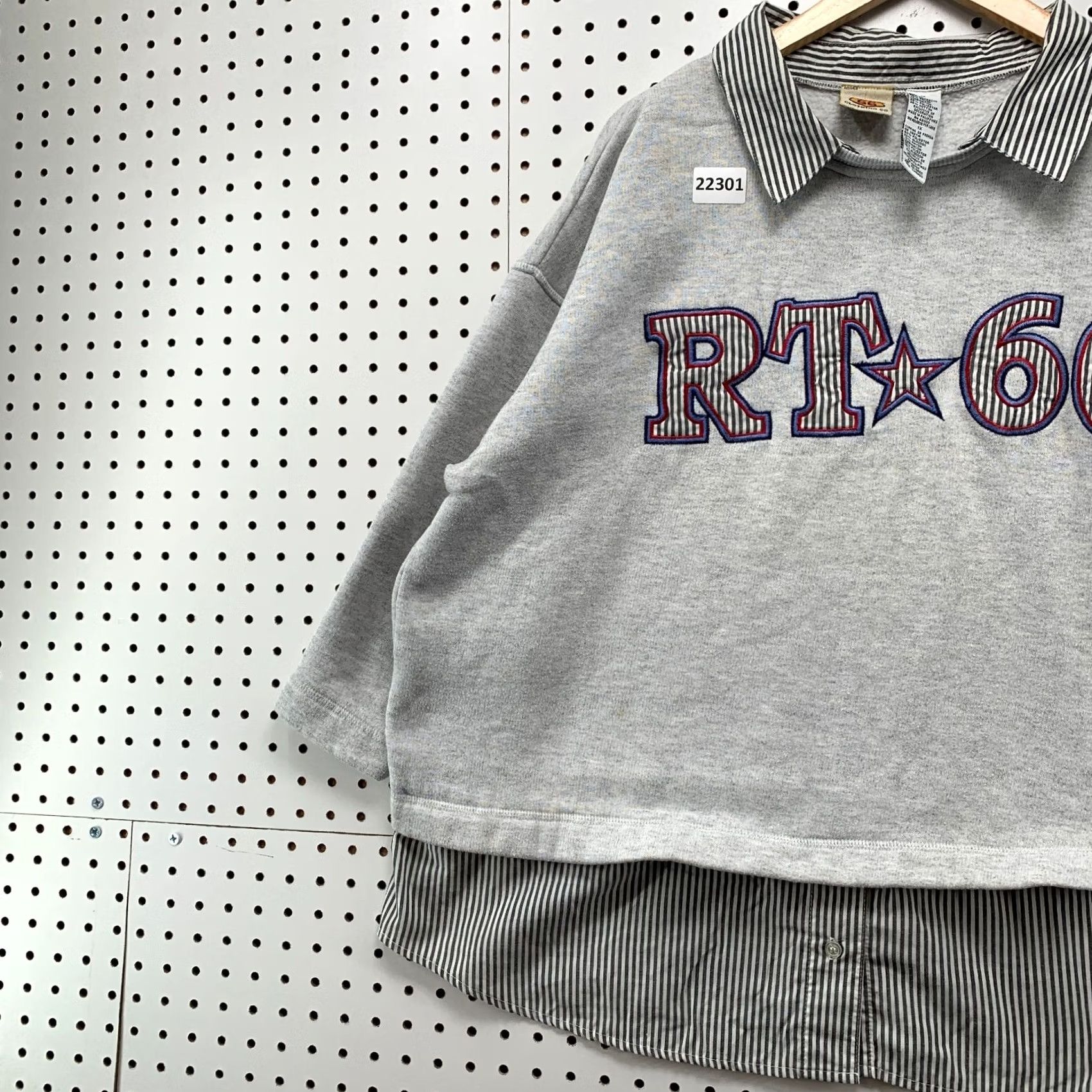 Route 66 VINTAGE Route 66 Shirt Womens 1X Gray Collared Sweatshirt Plus Size 5x30 Pullover Size XL / US 12-14 / IT 48-50 - 3 Thumbnail