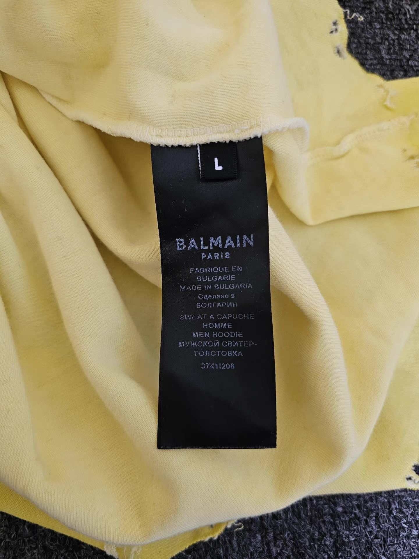Balmain Balmain yellow washed hooded short-sleeve T-shirt, Size US L / EU 52-54 / 3 - 6 Thumbnail