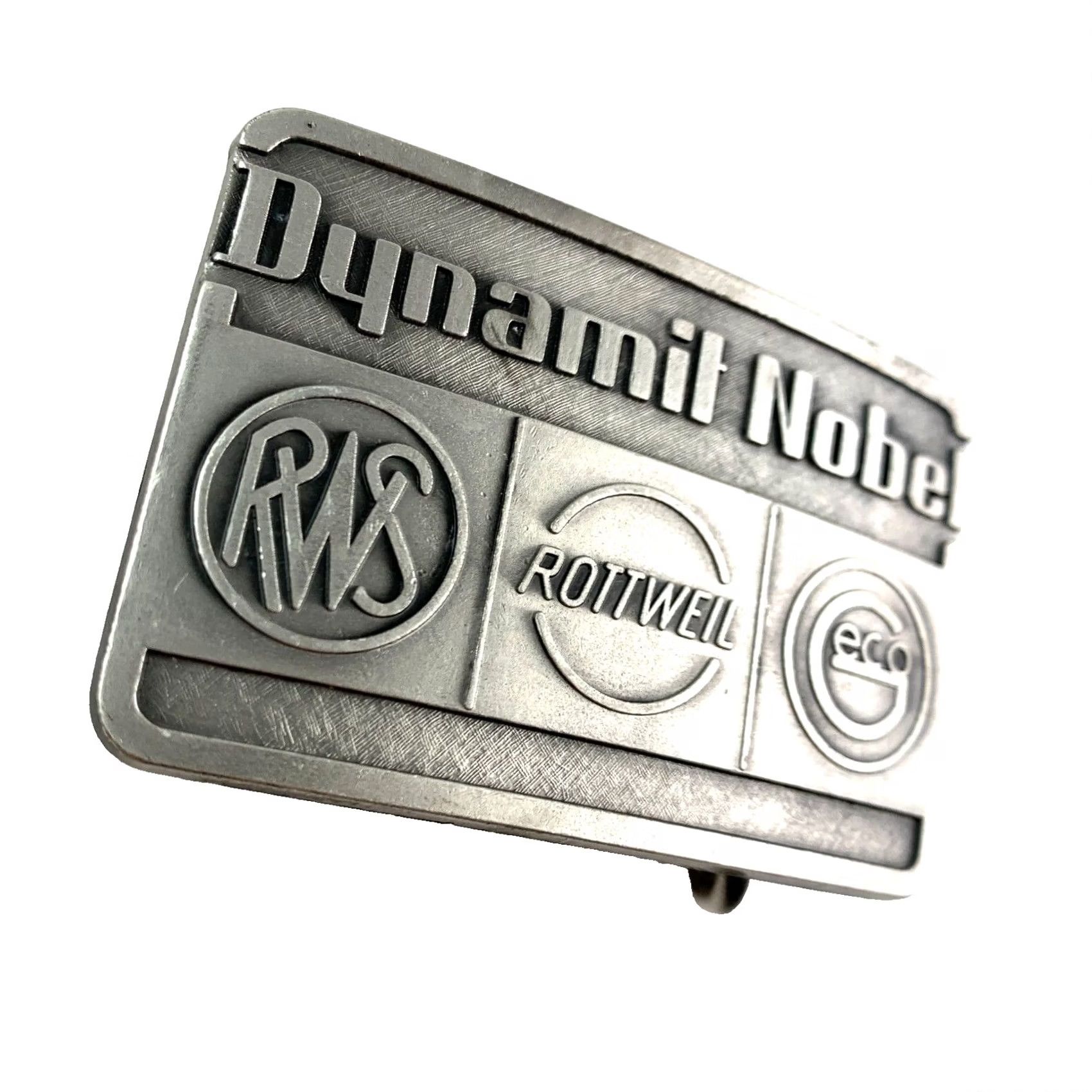 Vintage VINTAGE Dynamit Nobel Rottweil RWS Metal Belt Buckle Shirt Belt Buckle Silver 1980s Occupational Mens Womens Adults Unisex Size ONE SIZE - 2 Thumbnail