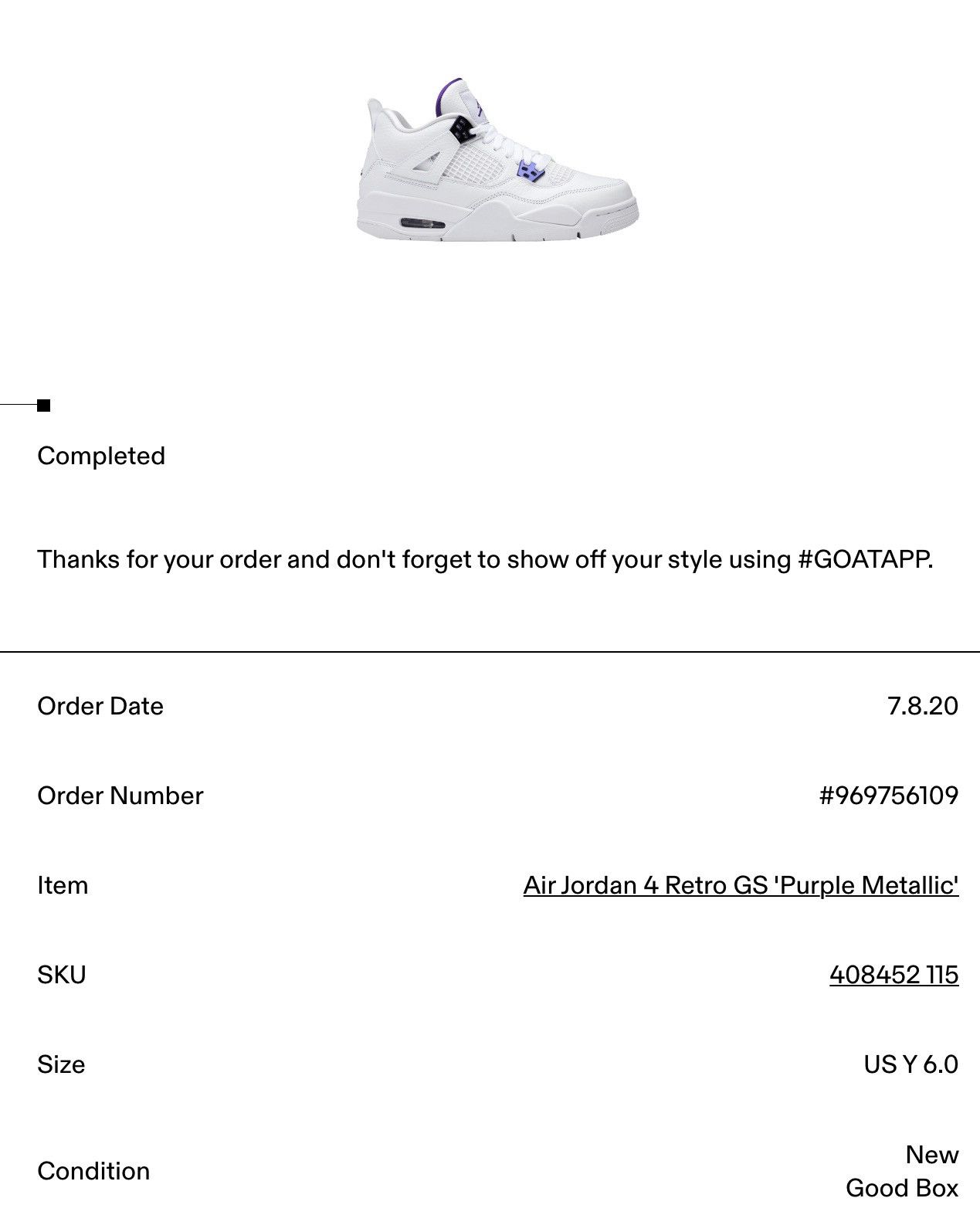 Jordan Brand Air Jordan 4 Retro GS Metallic purple Size US 7.5 / IT 37.5 - 11 Thumbnail