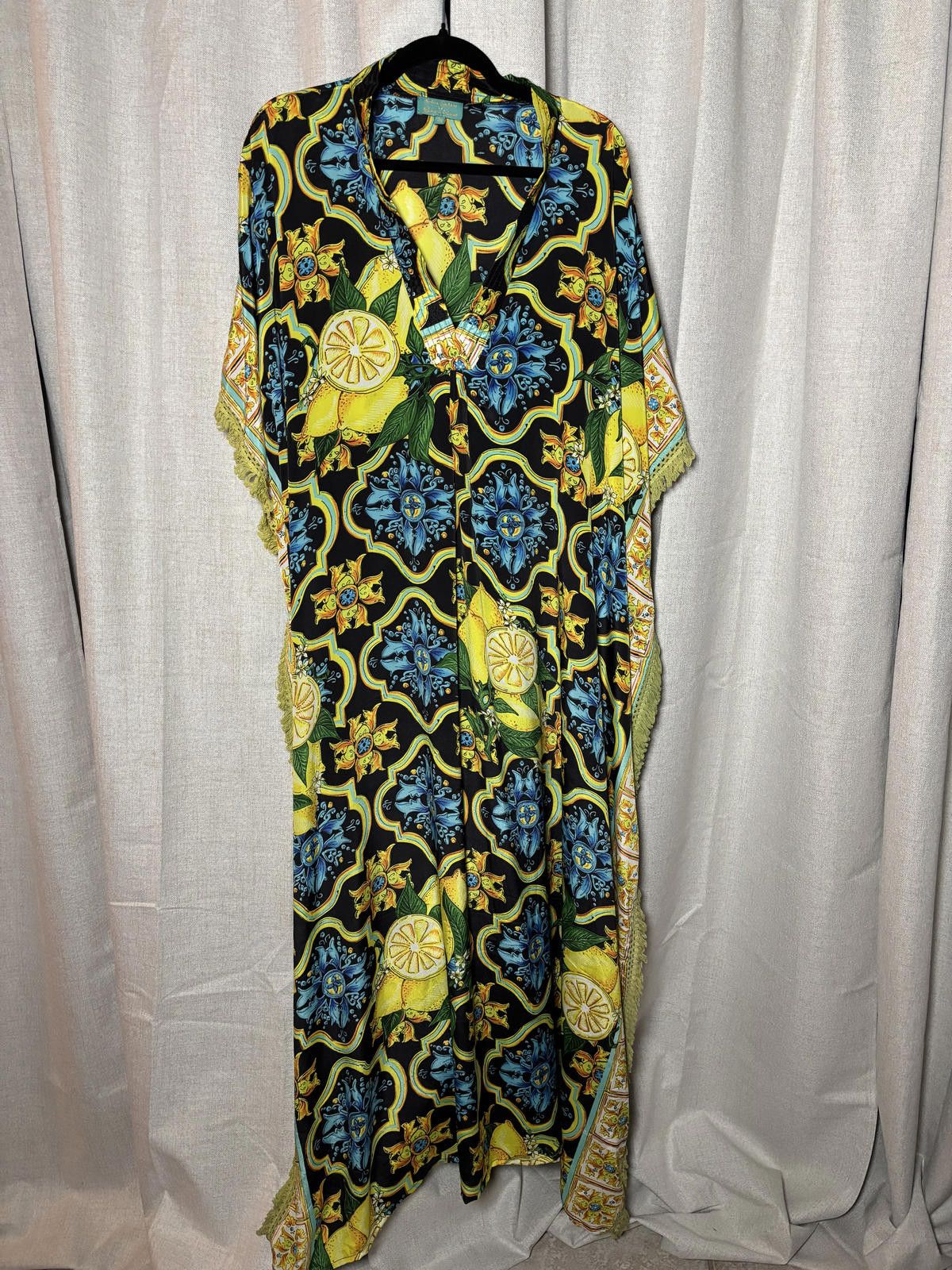 Other Bohemian Style Long Floral Print Kaftan Dress with Fringe Size ONE SIZE - 8 Thumbnail