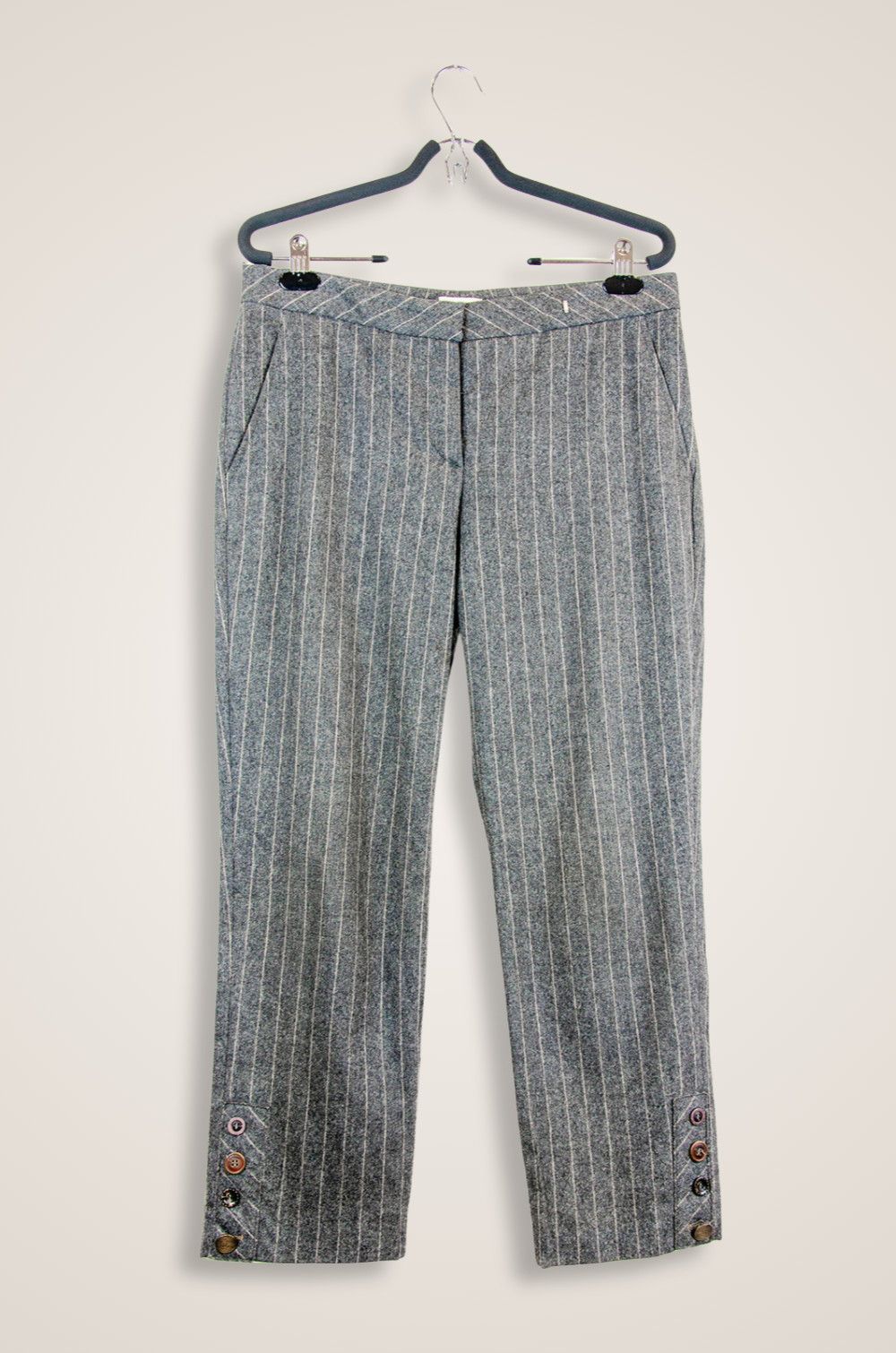 Brunello Cucinelli Gunex Grey Pinstripe Wool Cashmere Pants - Size IT 44 Size 30" / US 8 / IT 44 - 1 Thumbnail