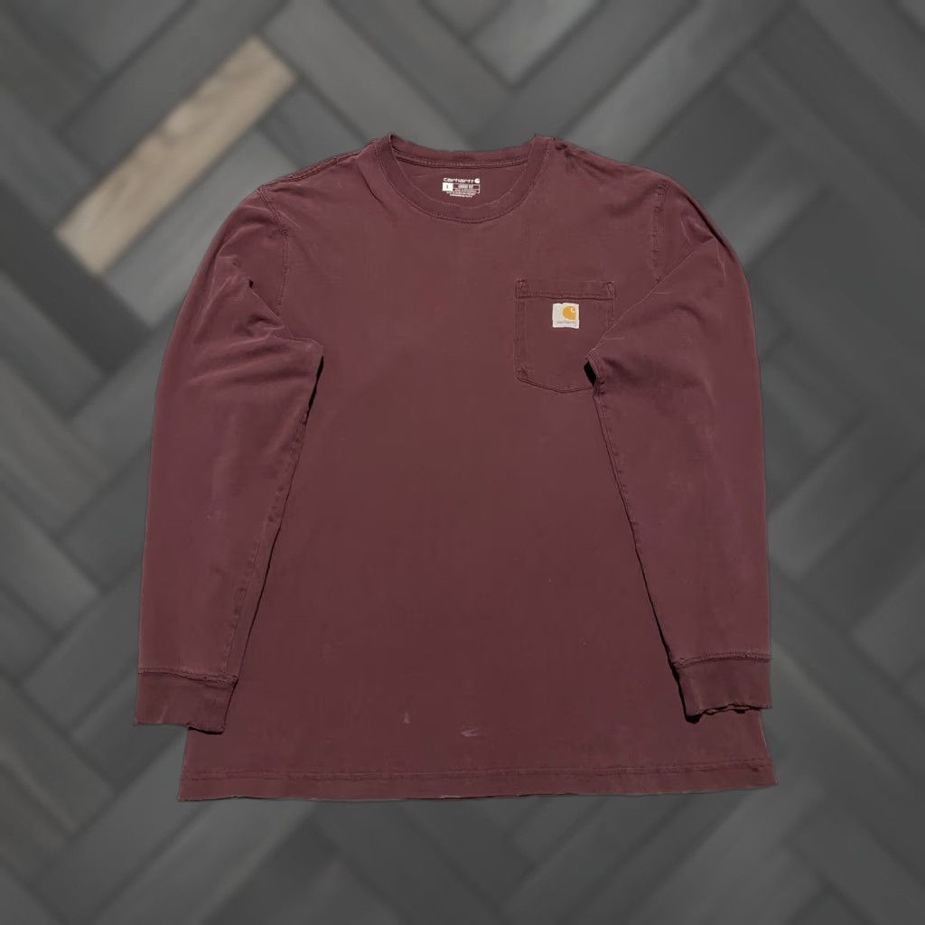 Carhartt Carhartt Shirt Mens Large Maroon Long Sleeve Pocket Workwear Loose Fit K126 PRT Size US L / EU 52-54 / 3 - 1 Thumbnail