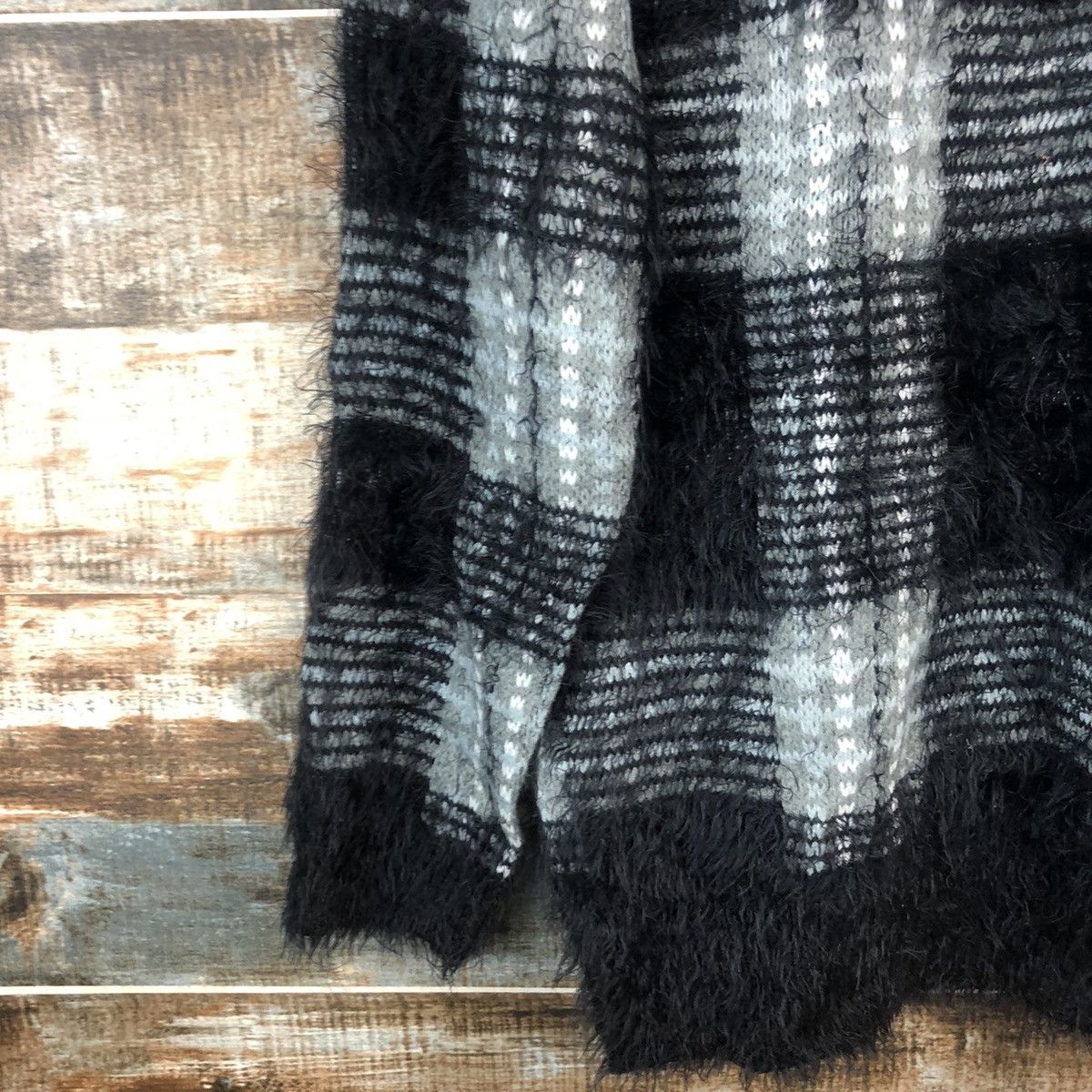 Homespun Knitwear × Japanese Brand DL Azul Black mohair shaggy fur Knitwear #C348 Size US M / EU 48-50 / 2 - 15 Thumbnail