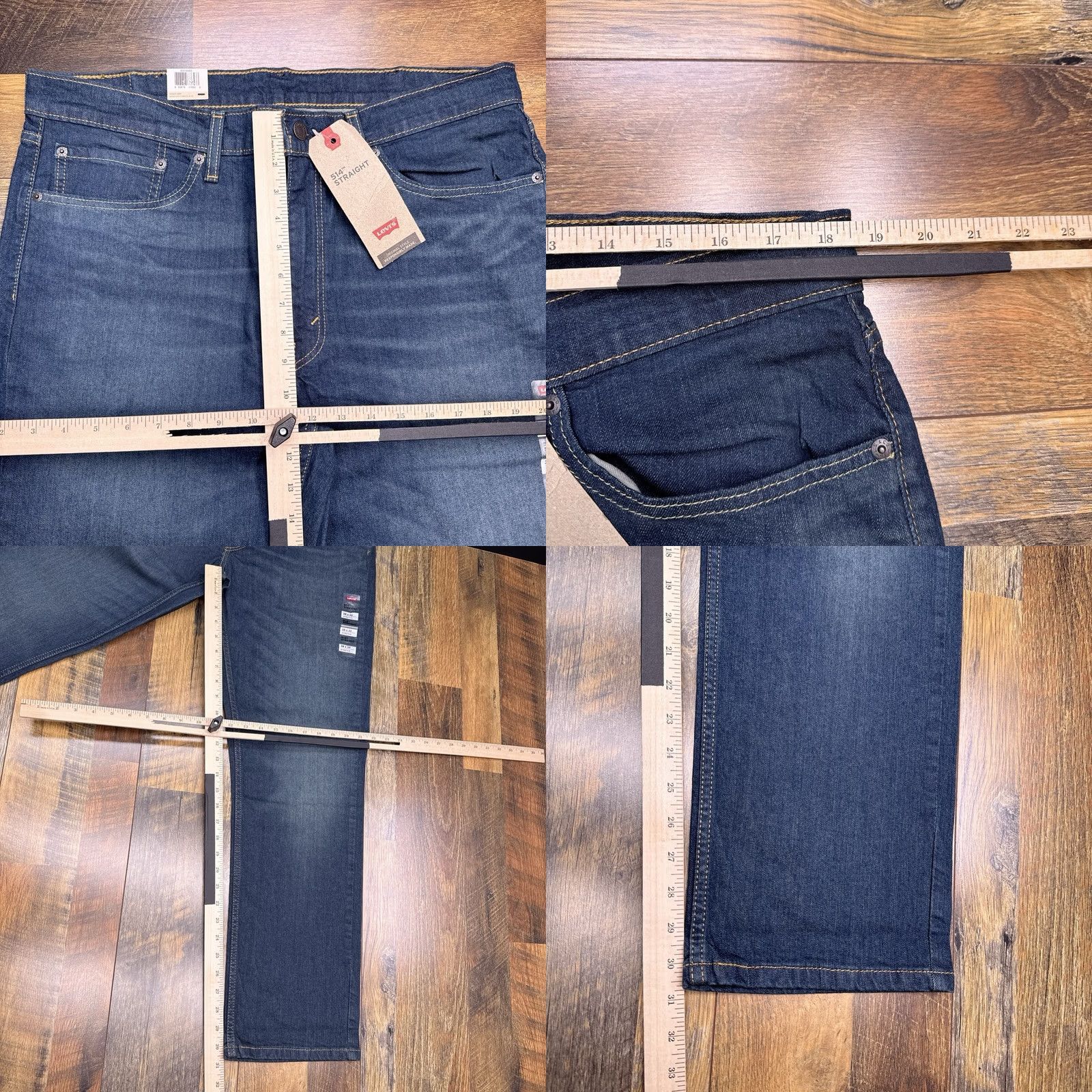 Levi's Levi's 514 Jeans Mens 38x32 Mid Rise Regular Fit Stretch Denim Blue 5-Pocket Classic Square Zip Belt Loops Cotton Elastane Modern Casual Regular Mens Size US 38 / EU 54 - 9 Thumbnail