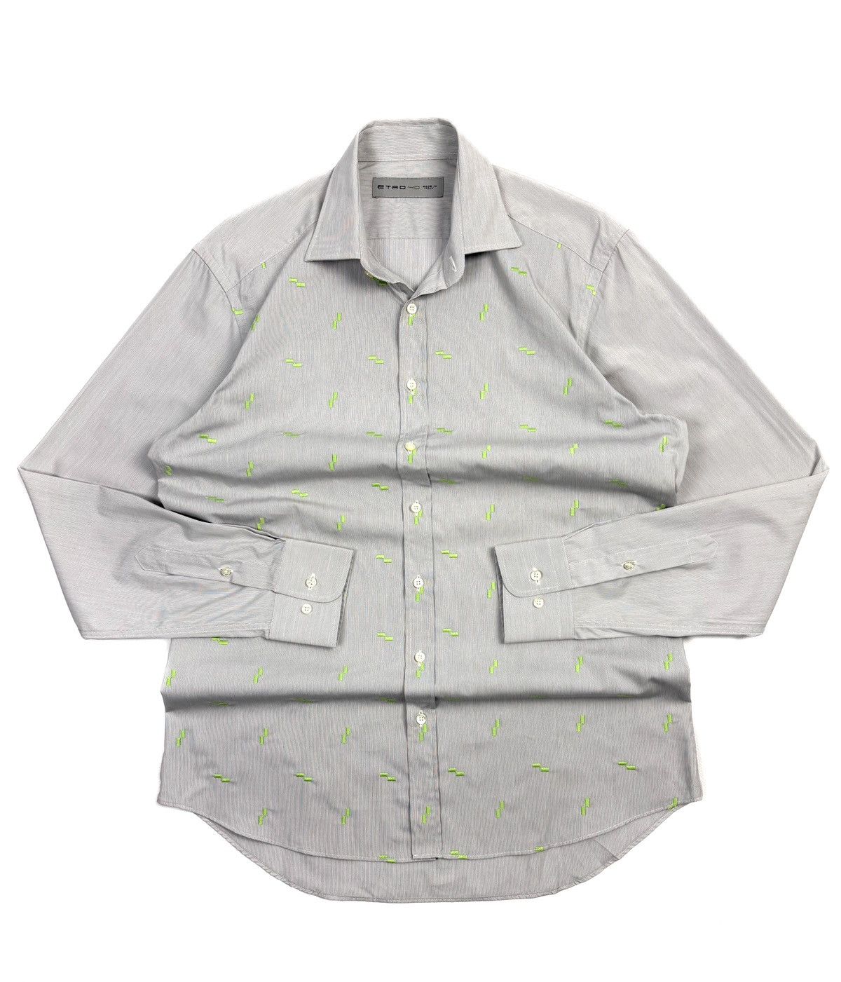 Etro Rare ETRO Luxury Cotton Button-Up Shirt Gray Italy Vintage Size US L / EU 52-54 / 3 - 2 Thumbnail