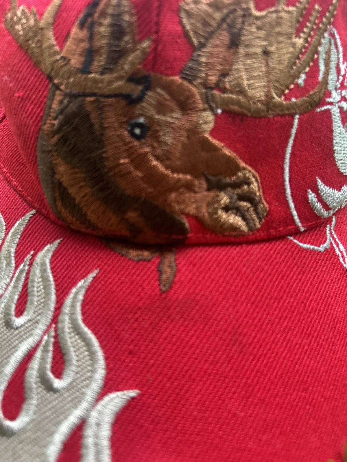 Vintage Vintage Moose Head Flame Embroidered Hat. Size ONE SIZE - 3 Thumbnail