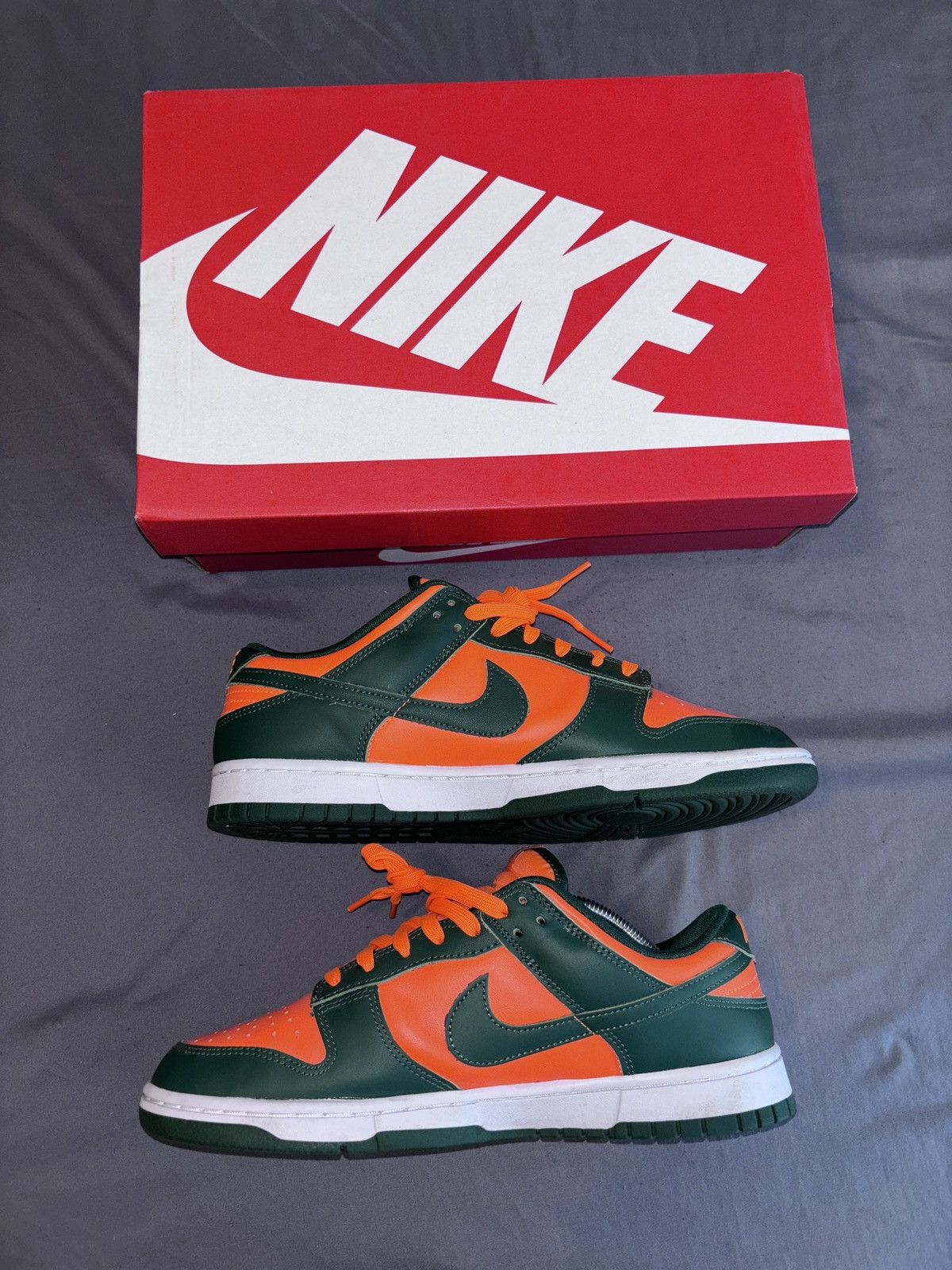 image of Nike Dunk Low Retro Miami Hurricanes Shoes in Green, Men's (Size 11)