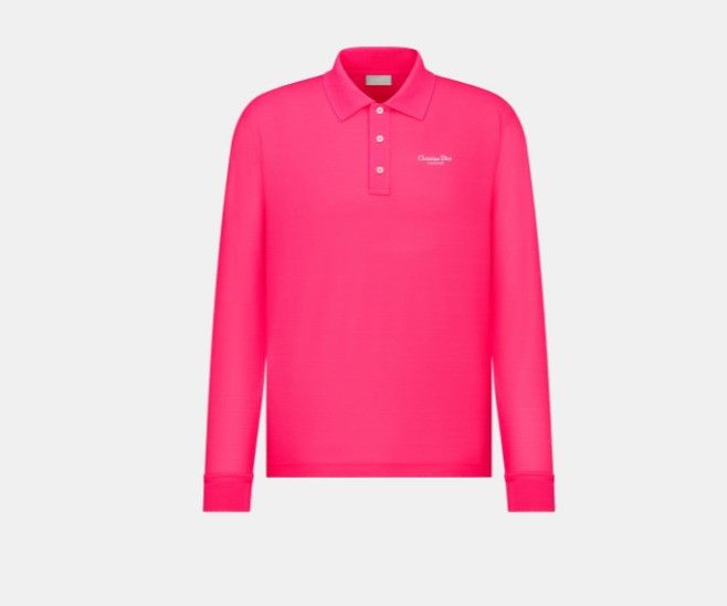 Dior o1w1db10225 483J835A Couture Polo Shirt in Fluorescent Pink Size US M / EU 48-50 / 2 - 1 Thumbnail