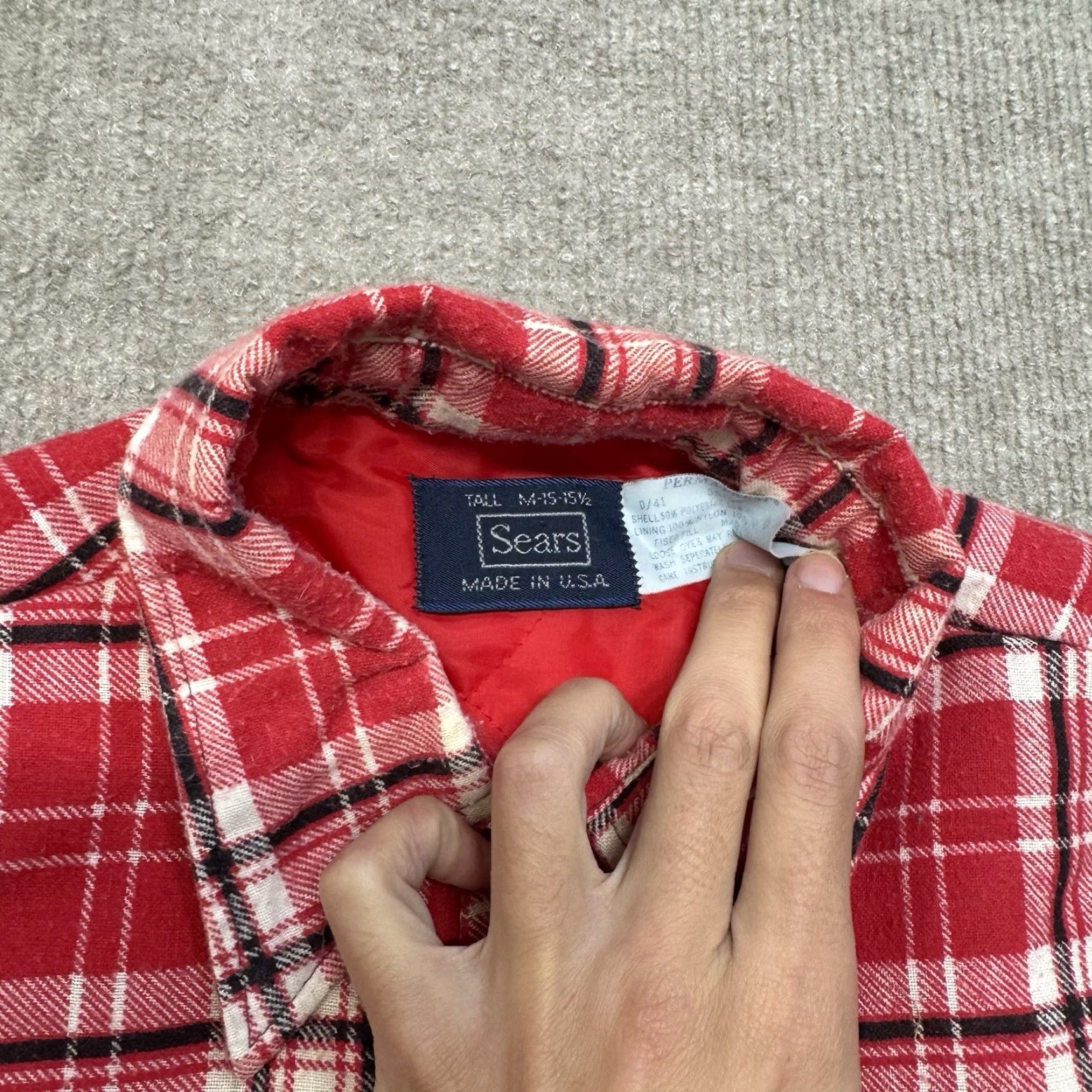 Sears VINTAGE Sears Insulated Flannel Shirt Mens M Tall Shacket Red Plaid USA Made Shirt Mens MT Red Plaid USA Made Sears Size US M / EU 48-50 / 2 - 3 Thumbnail