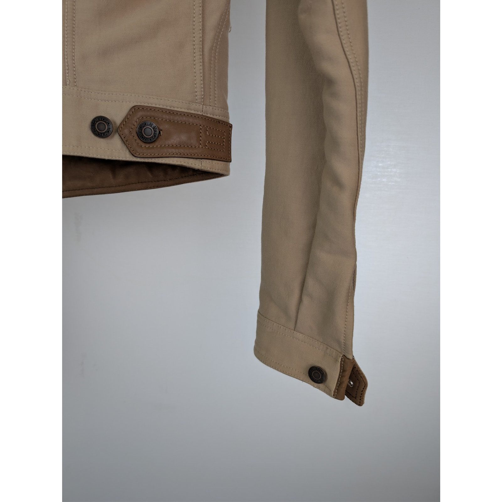 Tom Ford o1rshd1 Stretch Cotton Trucker Jacket in Beige Size US M / EU 48-50 / 2 - 15 Thumbnail