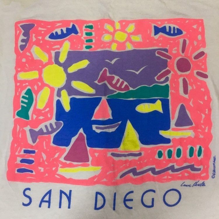 Other Vtg Oneita NEON Pink Graphic San Diego Beach T Shirt Size US M / EU 48-50 / 2 - 1 Thumbnail