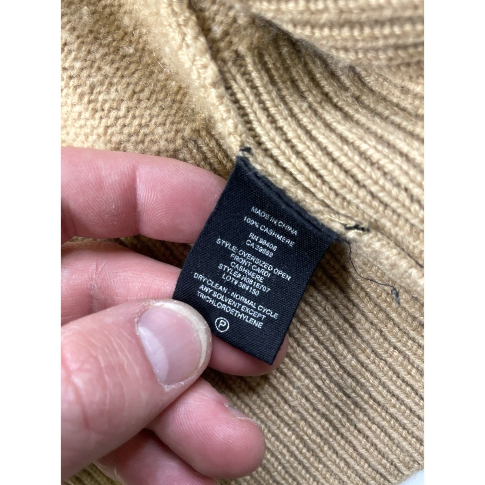 Theory THEORY Cardigan Sweater Open Front Oversized 100% Cashmere Beige Petite Women Long Sleeve Knit Size S / US 4 / IT 40 - 4 Thumbnail