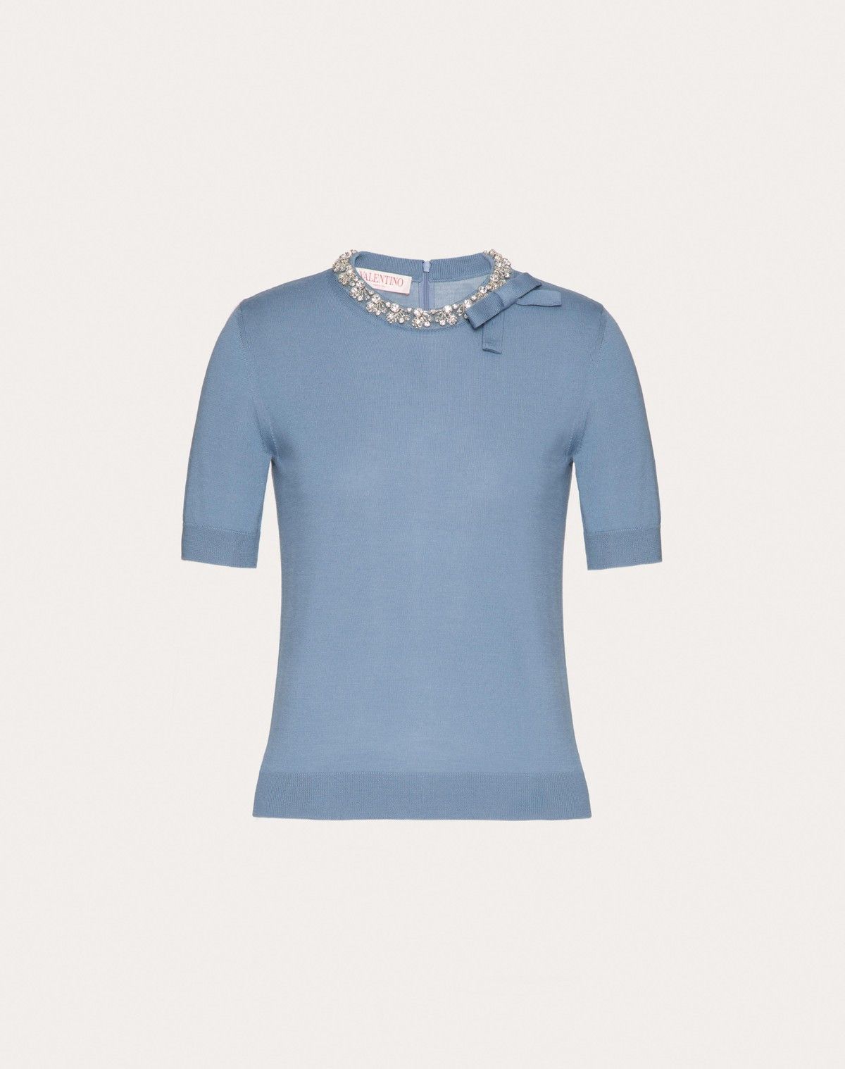 Valentino o1s1wg110525 Embroidered Wool Jumper in Blue Size XXS / US 00 / IT 34 - 1 Thumbnail