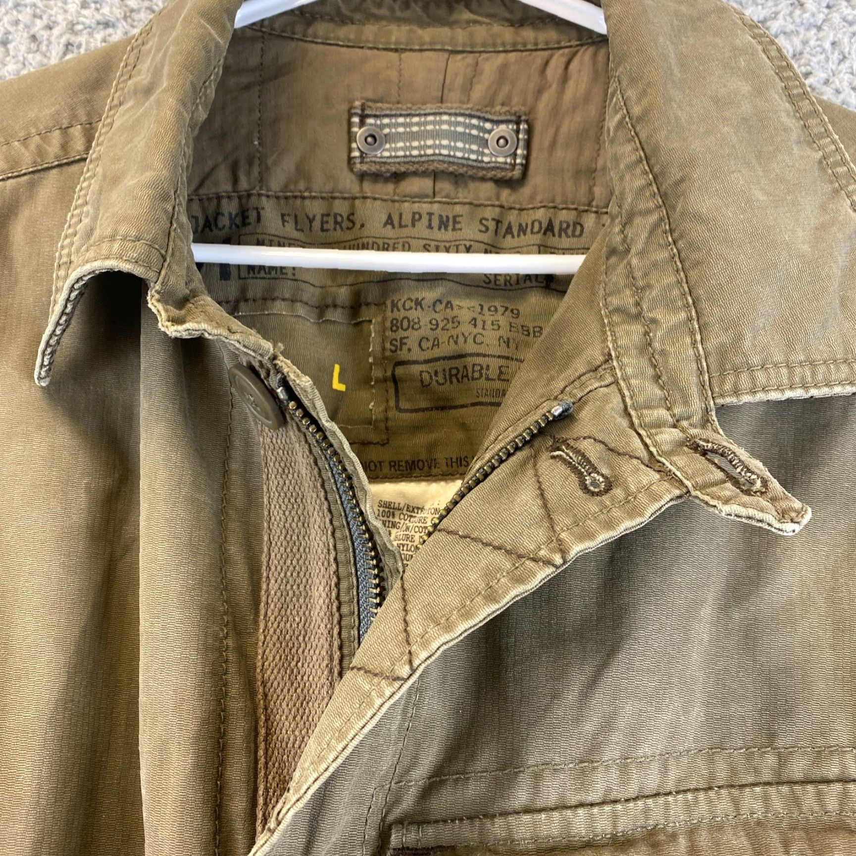 Olive VINTAGE Jacket Flyers Military Jacket Men Large Olive Green Casual Winter 80s Durable Flyer's Jacket Size US L / EU 52-54 / 3 - 3 Thumbnail