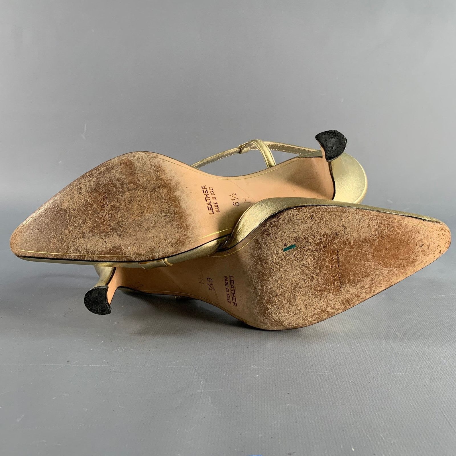 Anne Klein ANNE KLEIN Size 6.5 Gold Leather Ankle Strap Pumps Size US 6.5 / IT 36.5 - 6 Thumbnail