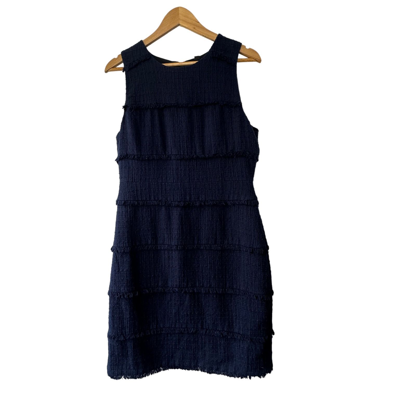 J.Crew J.CREW Navy Tweed Textured & Fringed Lined Sheath Dress 12 Size XL / US 12-14 / IT 48-50 - 5 Thumbnail
