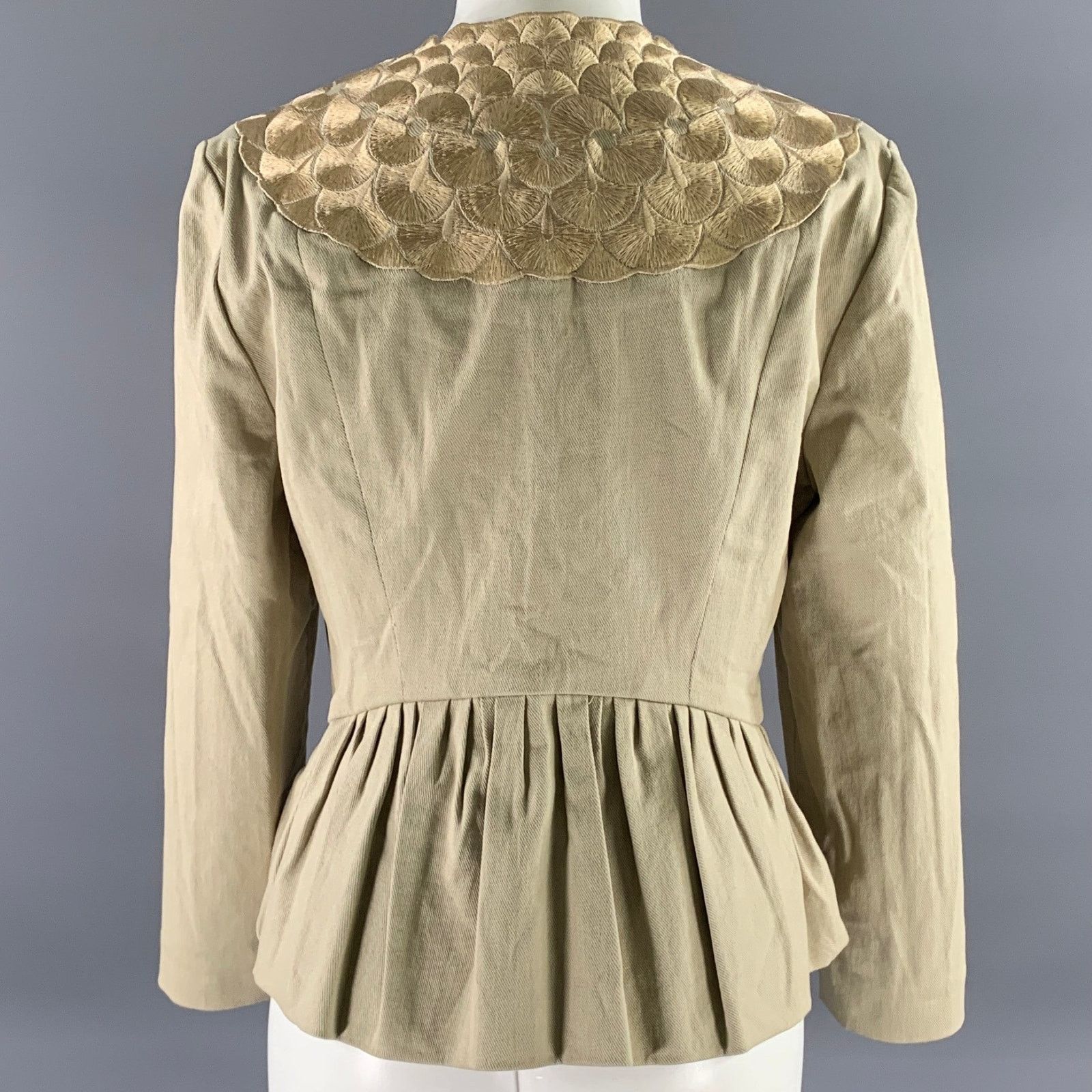 Ports 1961 PORTS 1961 Size 12 Khaki Cotton Blend Embroidered Jacket Size XL / US 12-14 / IT 48-50 - 4 Thumbnail