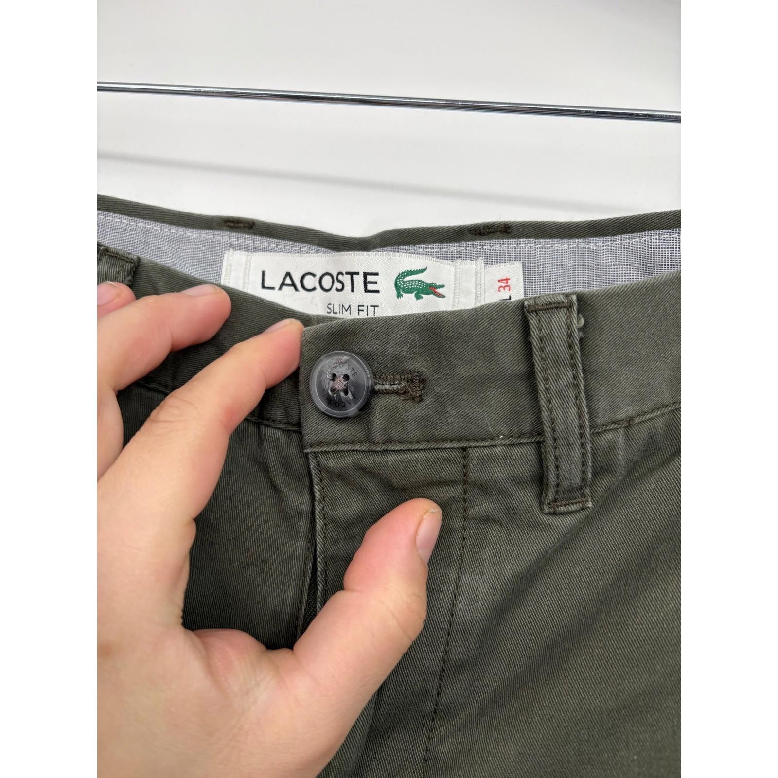 Lacoste Lacoste Mens Slim Fit Chinos Pants Khaki Green Size 34 x 34 Size US 34 / EU 50 - 4 Thumbnail
