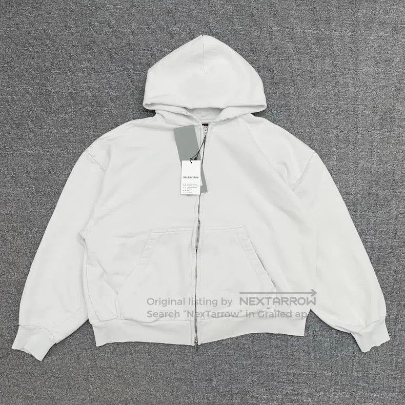 Balenciaga Balenciaga Mirror Image Logo Printed White Zipper Hoodie Size US M / EU 48-50 / 2 - 1 Thumbnail